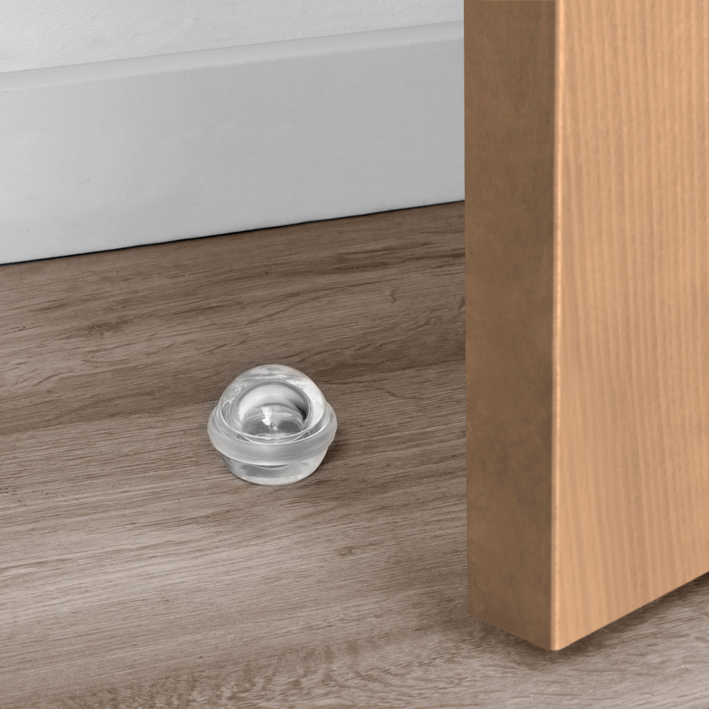 Set di 6 tappi adesivi semisferici per porte, fissaggio a pavimento, plastica, trasparente