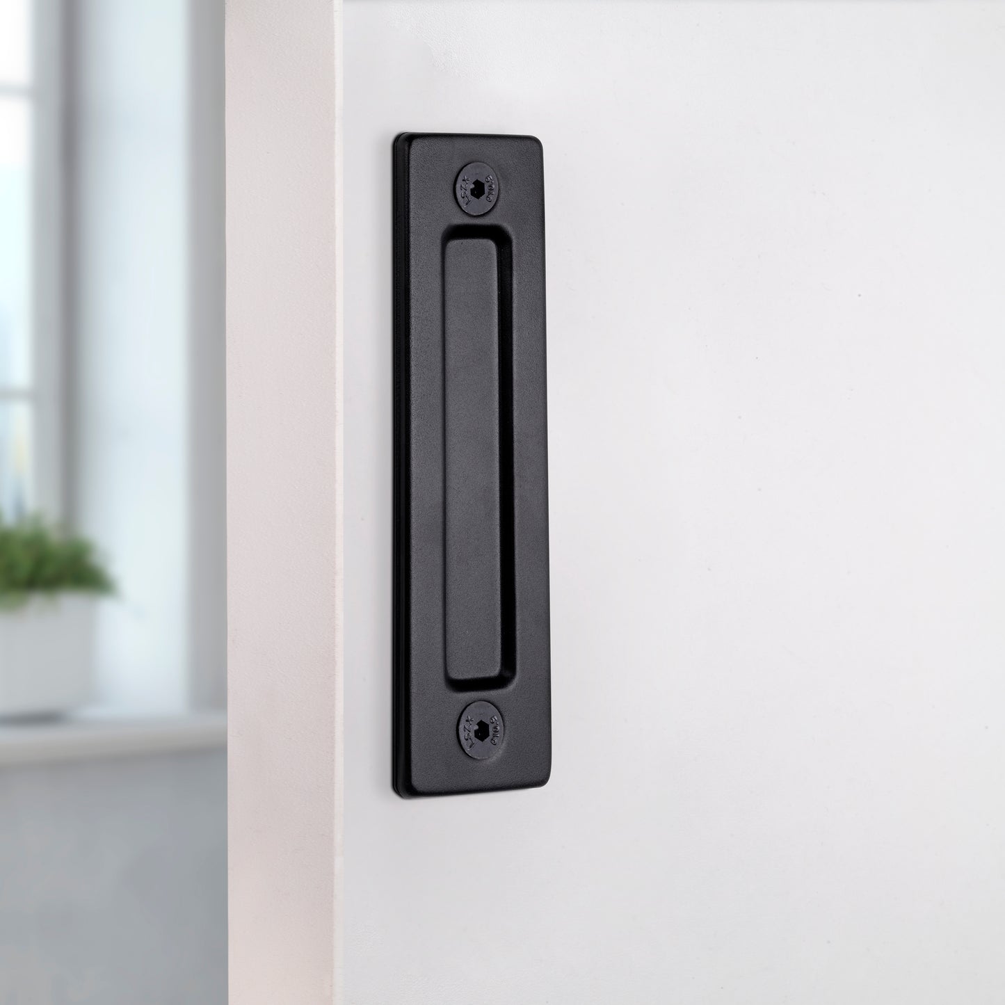 Emuca Maniglia per porte scorrevoli in legno Pasadena, lunghezza 240 mm, interasse 180 mm, Acciaio, texture Nera