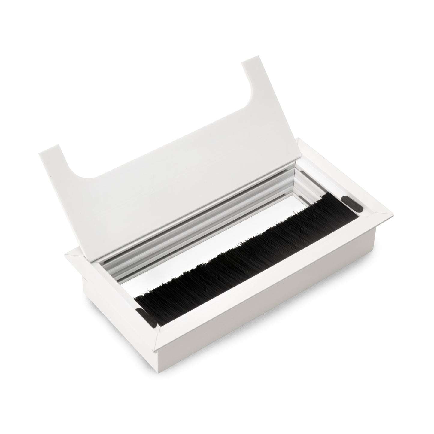 Passacavi da tavolo Emuca Quadrum, rettangolare, 159x80 mm, da incasso, Alluminio, Verniciato bianco