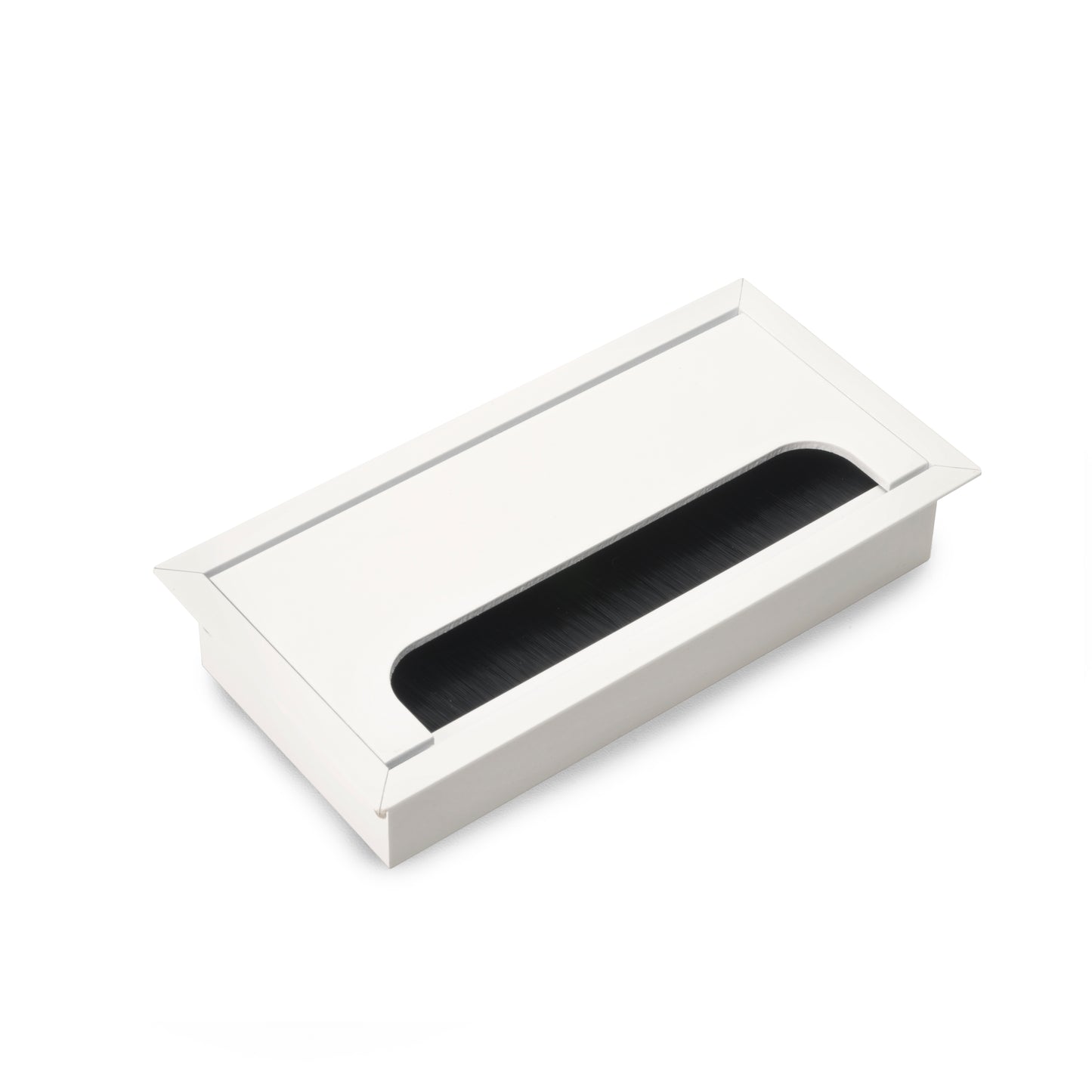 Passacavi da tavolo Emuca Quadrum, rettangolare, 159x80 mm, da incasso, Alluminio, Verniciato bianco