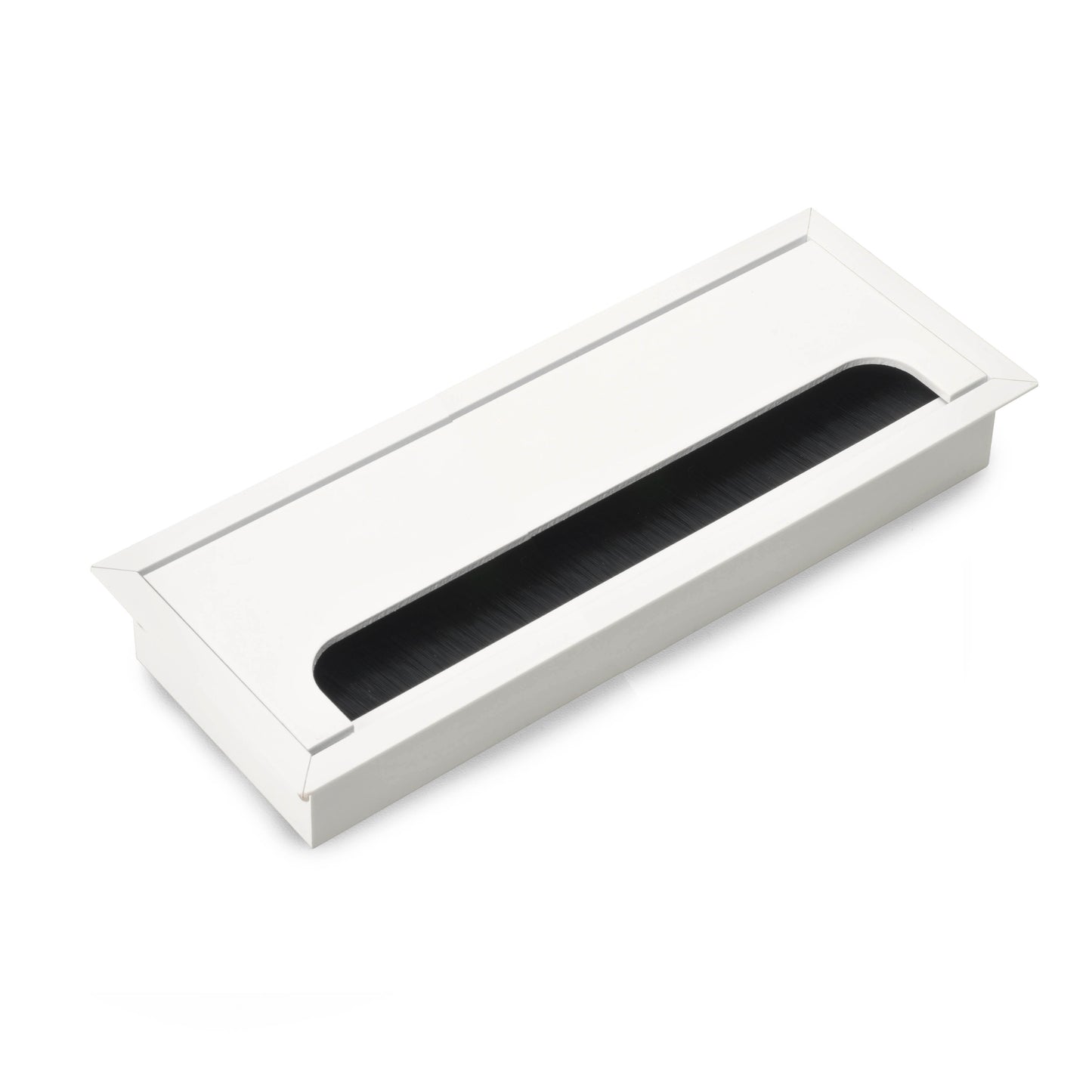 Passacavi da tavolo Emuca Quadrum, rettangolari, 269x80 mm, da incasso, Alluminio, Verniciato bianco