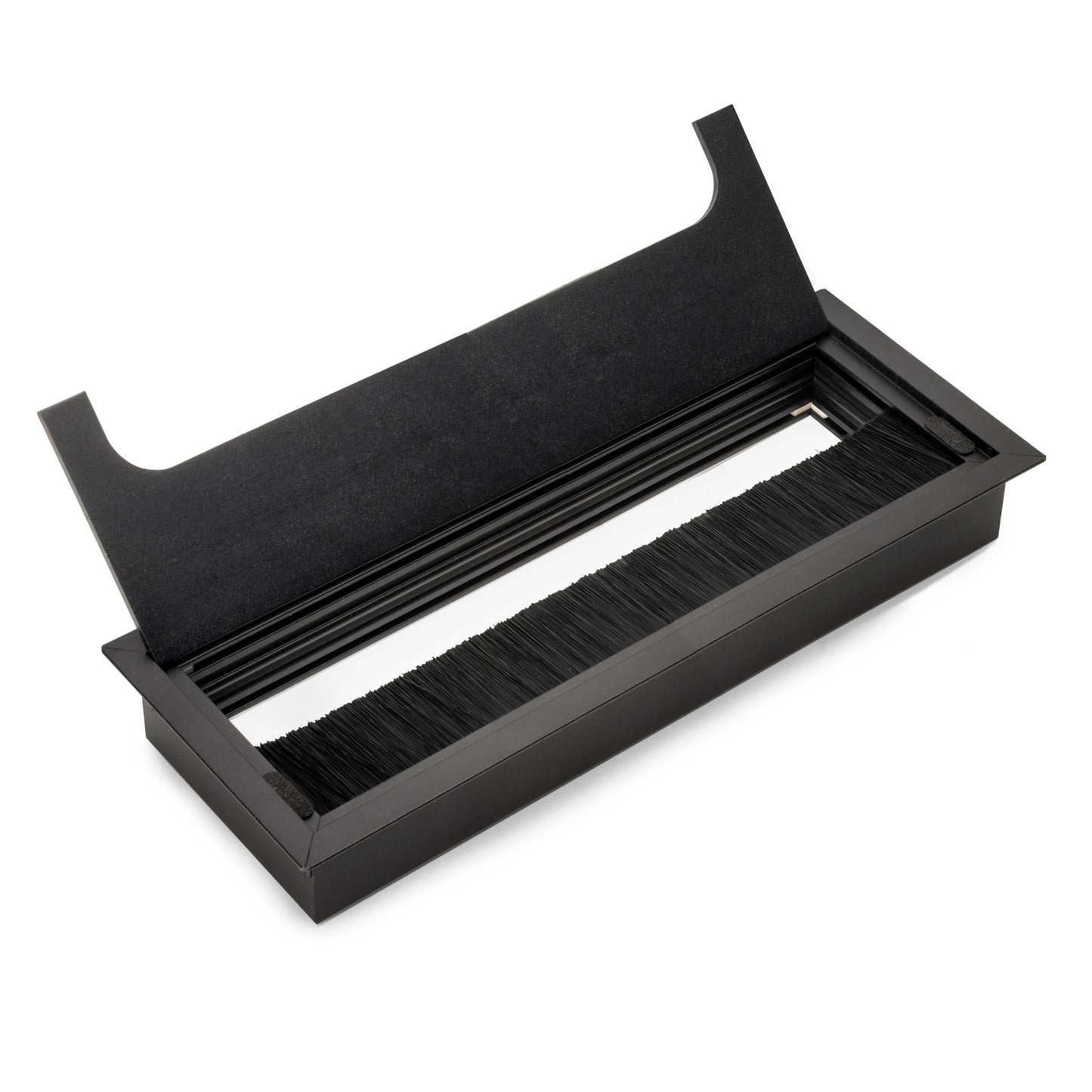 Passacavi da tavolo Emuca Quadrum, rettangolare, 269x80 mm, da incasso, Alluminio, Verniciato nero