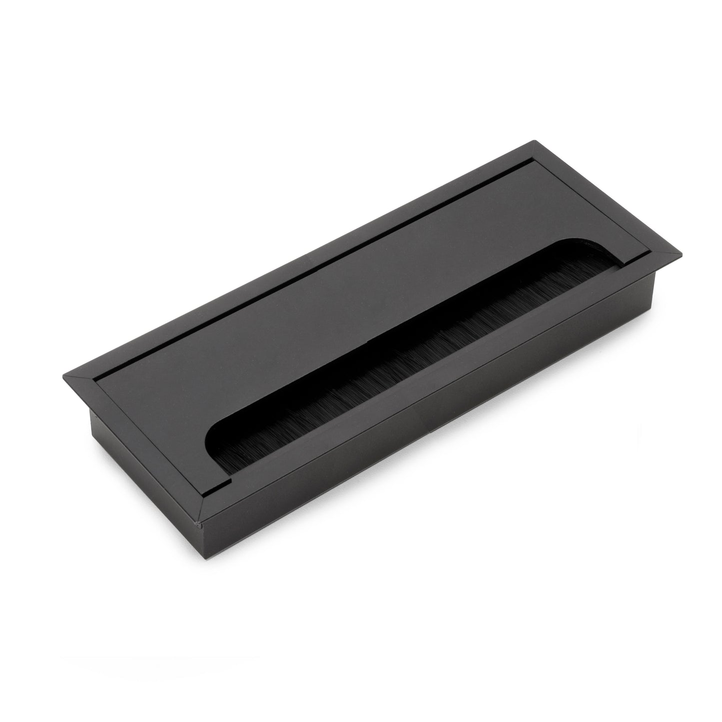 Passacavi da tavolo Emuca Quadrum, rettangolare, 269x80 mm, da incasso, Alluminio, Verniciato nero