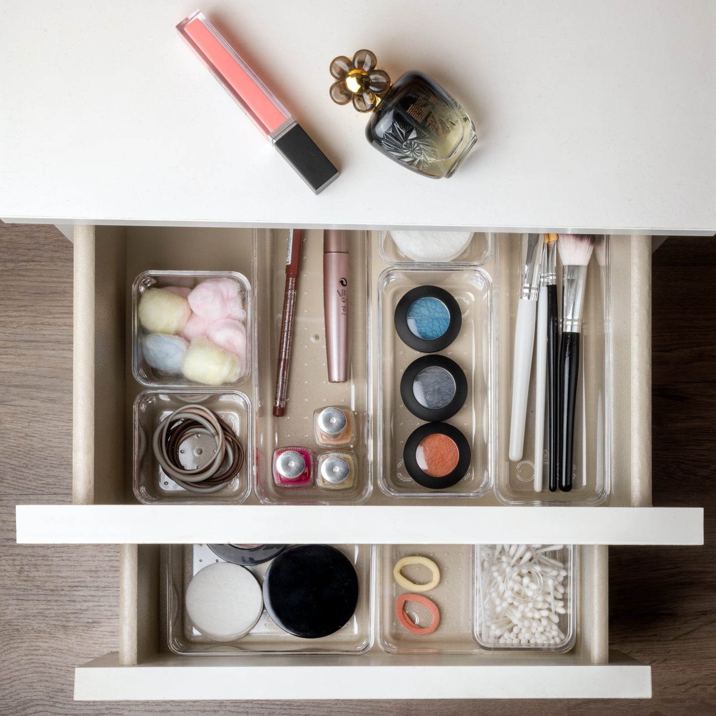 Emuca Kit di 8 contenitori organizer Cube per cassetti, Plastica, Trasparente