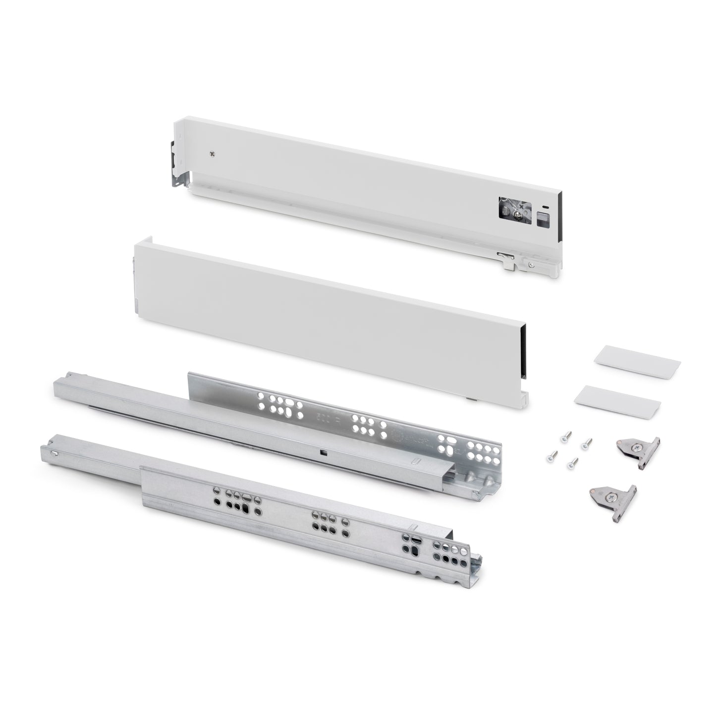Emuca Cassetto esterno Vertex con regolazione 3D altezza 93mm, 40kg, profondità 270mm, Acciaio, Verniciato bianco