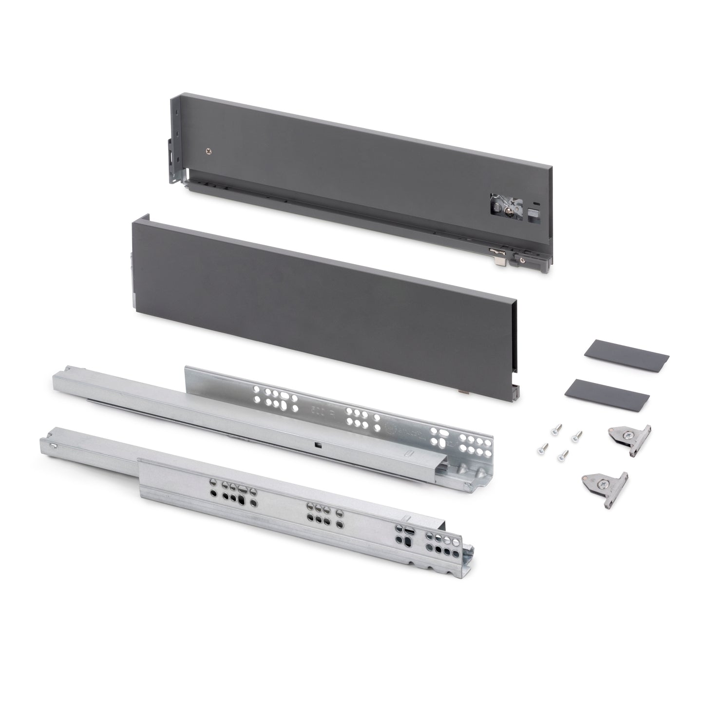 Emuca Cassetto esterno Vertex con regolazione 3D altezza 131mm, 40kg, profondità 300mm, Acciaio, Grigio antracite