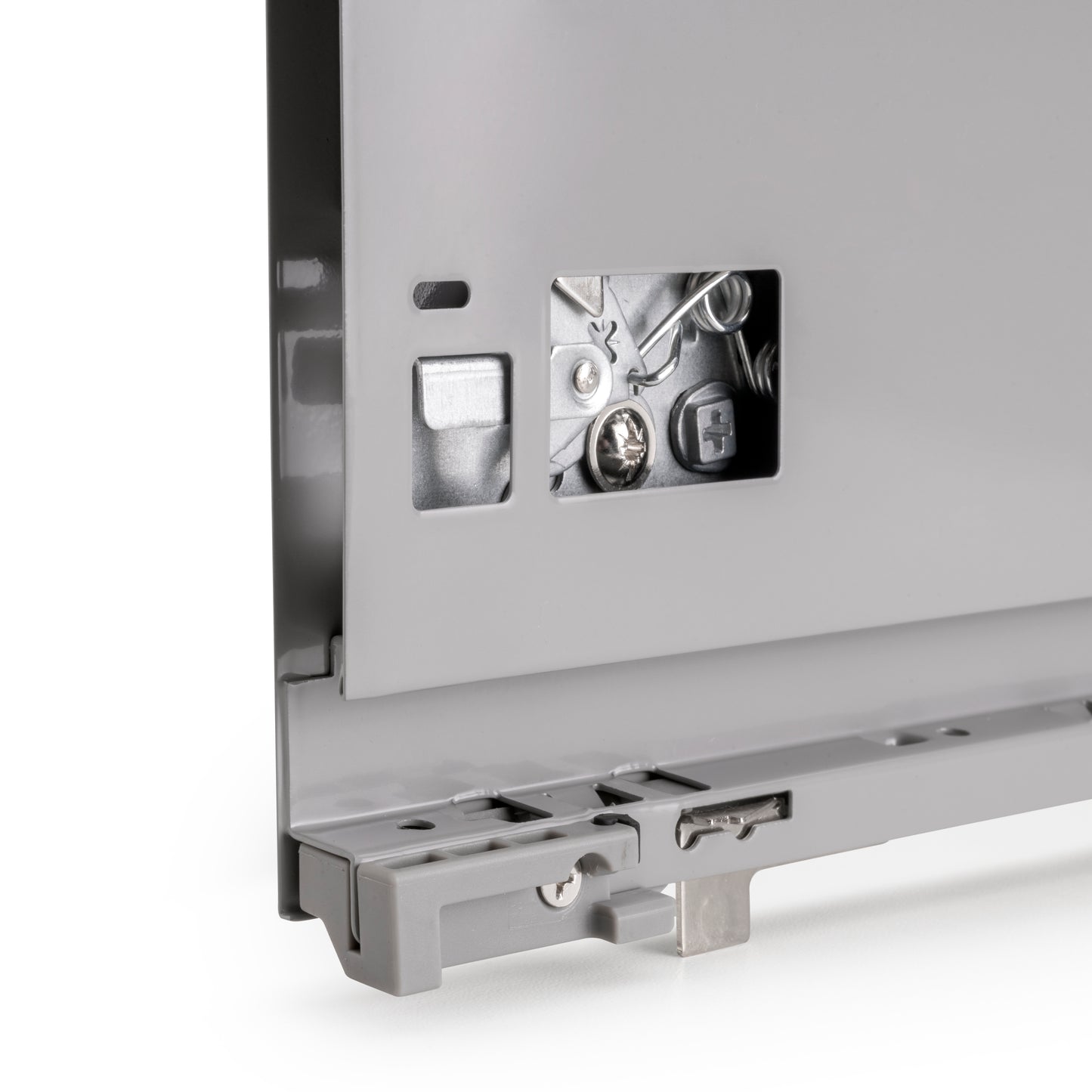 Emuca Cassetto esterno Vertex con regolazione 3D altezza 131mm, 40kg, profondità 450mm, Acciaio, Verniciato alluminio