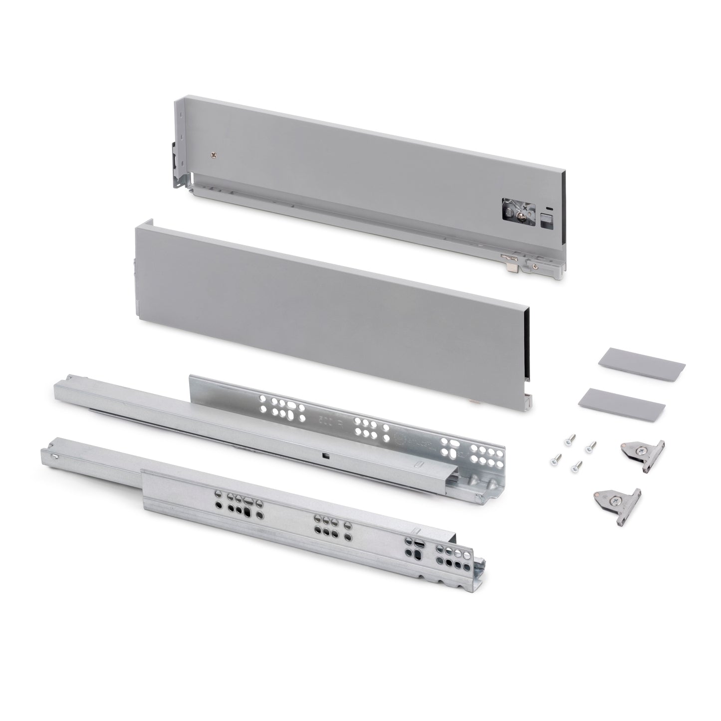 Emuca Cassetto esterno Vertex con regolazione 3D altezza 131mm, 40kg, profondità 500mm, Acciaio, Verniciato alluminio