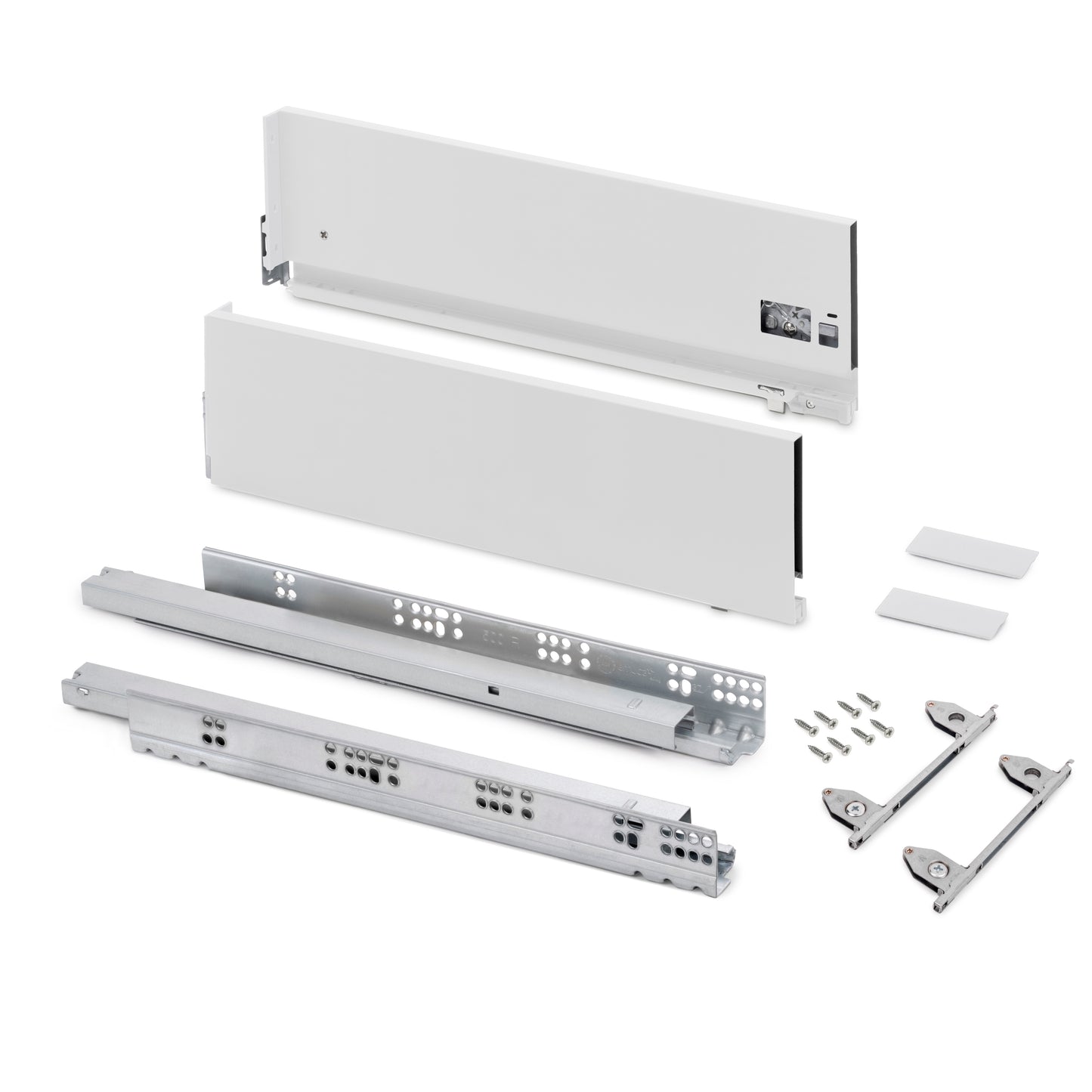 Emuca Cassetto esterno Vertex con regolazione 3D altezza 178mm, 60kg, profondità 500mm, Acciaio, Verniciato bianco