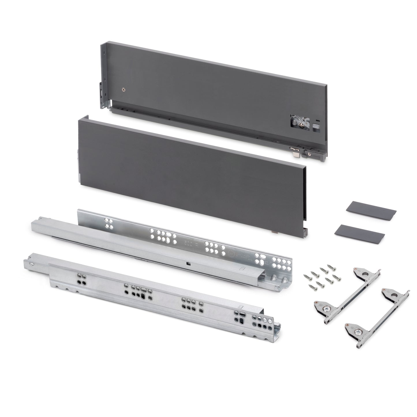 Emuca Cassetto esterno Vertex con regolazione 3D altezza 178mm, 60kg, profondità 500mm, Acciaio, Grigio antracite
