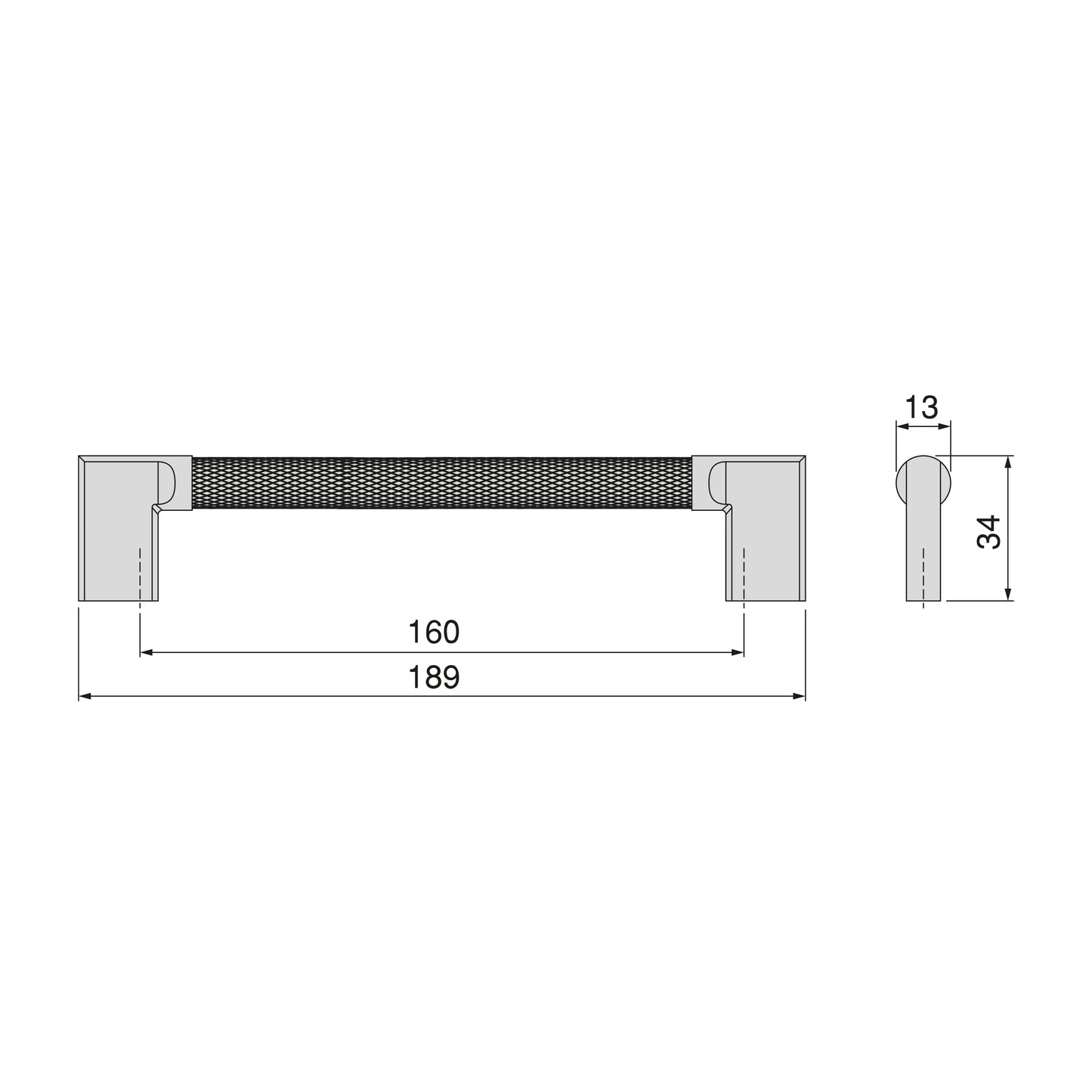 Emuca Lotto di 5 maniglie per mobili Sofia, L189mm, interasse 160mm, Alluminio, Verniciato nero