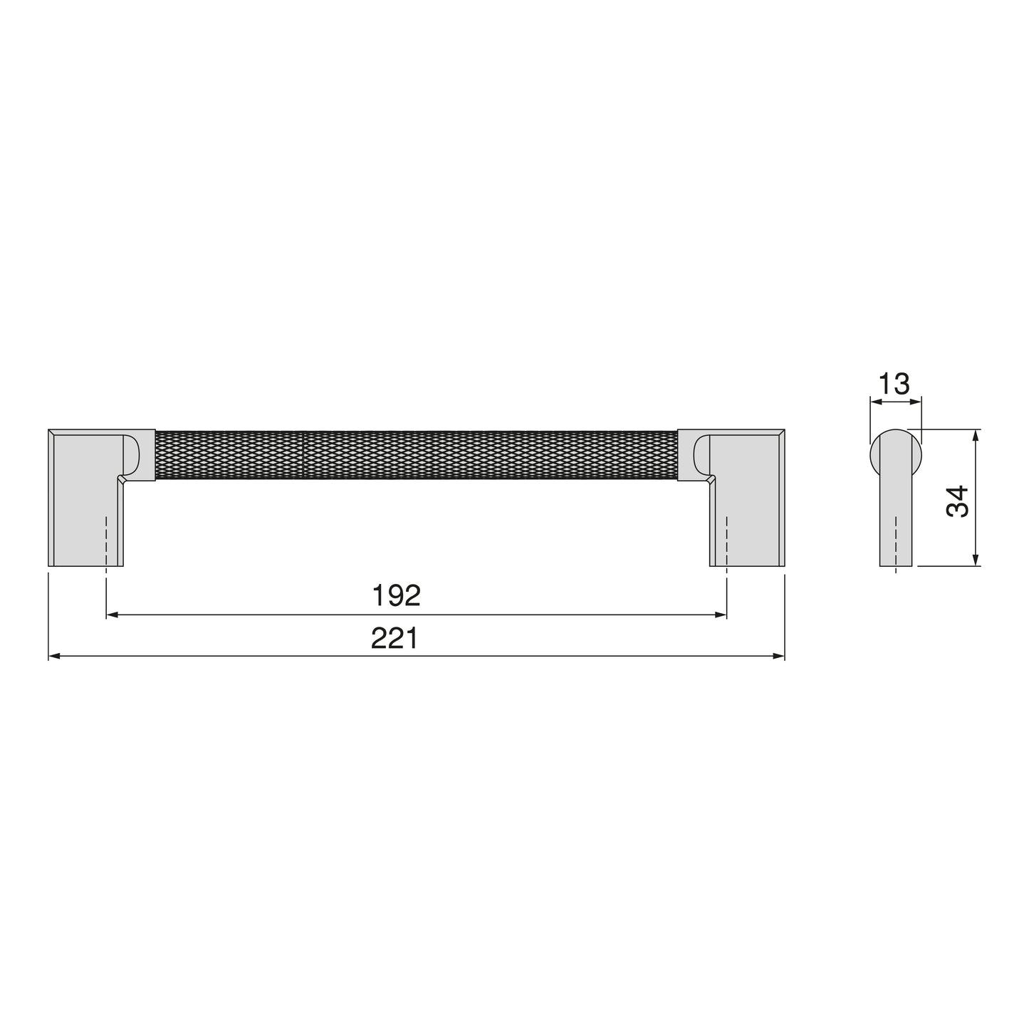 Emuca Lotto di 5 maniglie per mobili Sofia, L221mm, interasse 192mm, Alluminio, Verniciato nero
