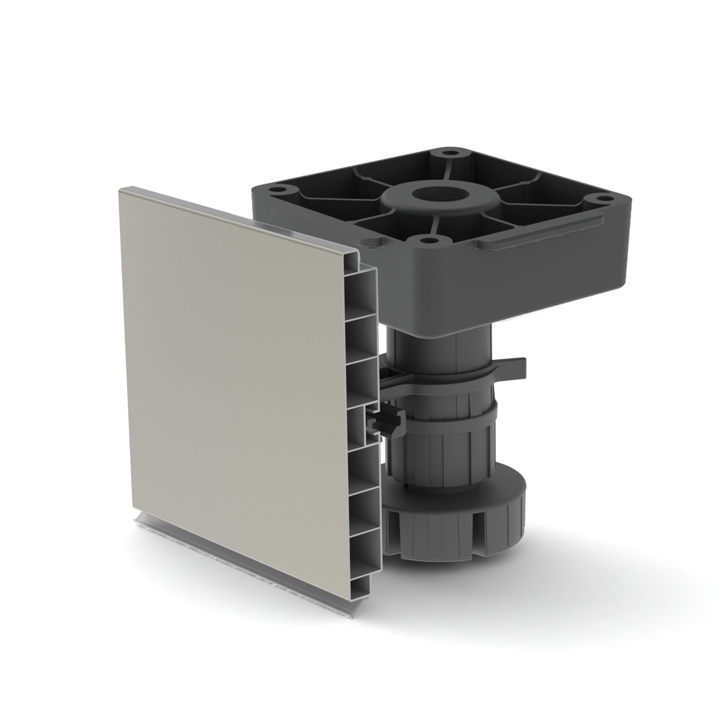 Emuca Kit di piedi regolabili Bone con base quadrata per mobili, altezza 120mm, regolabile 118-160mm, Tecnoplastica, Nera