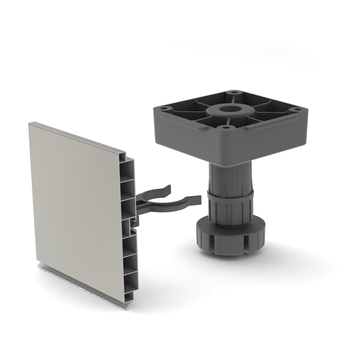 Emuca Kit di piedi regolabili Bone con base quadrata per mobili, altezza 120mm, regolabile 118-160mm, Tecnoplastica, Nera