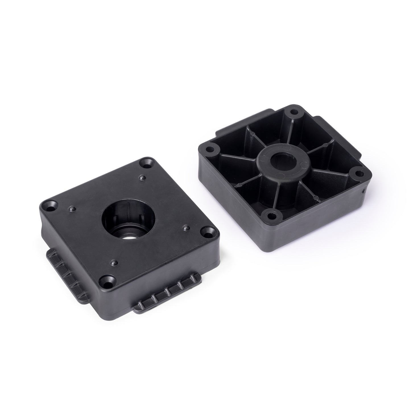 Emuca Kit di piedi regolabili Bone con base quadrata per mobili, altezza 120mm, regolabile 118-160mm, Tecnoplastica, Nera