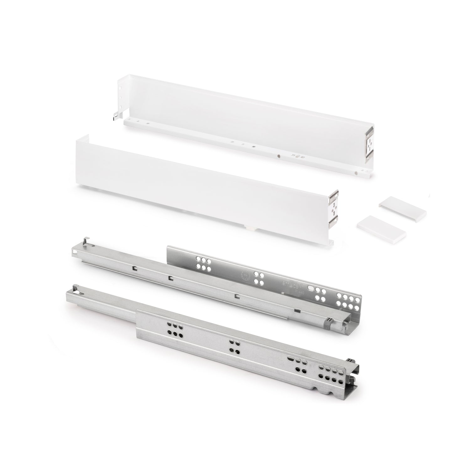 Emuca Cassetto esterno Simplex 25 kg, altezza 88 mm, profondità 440 mm, Acciaio, Verniciato bianco