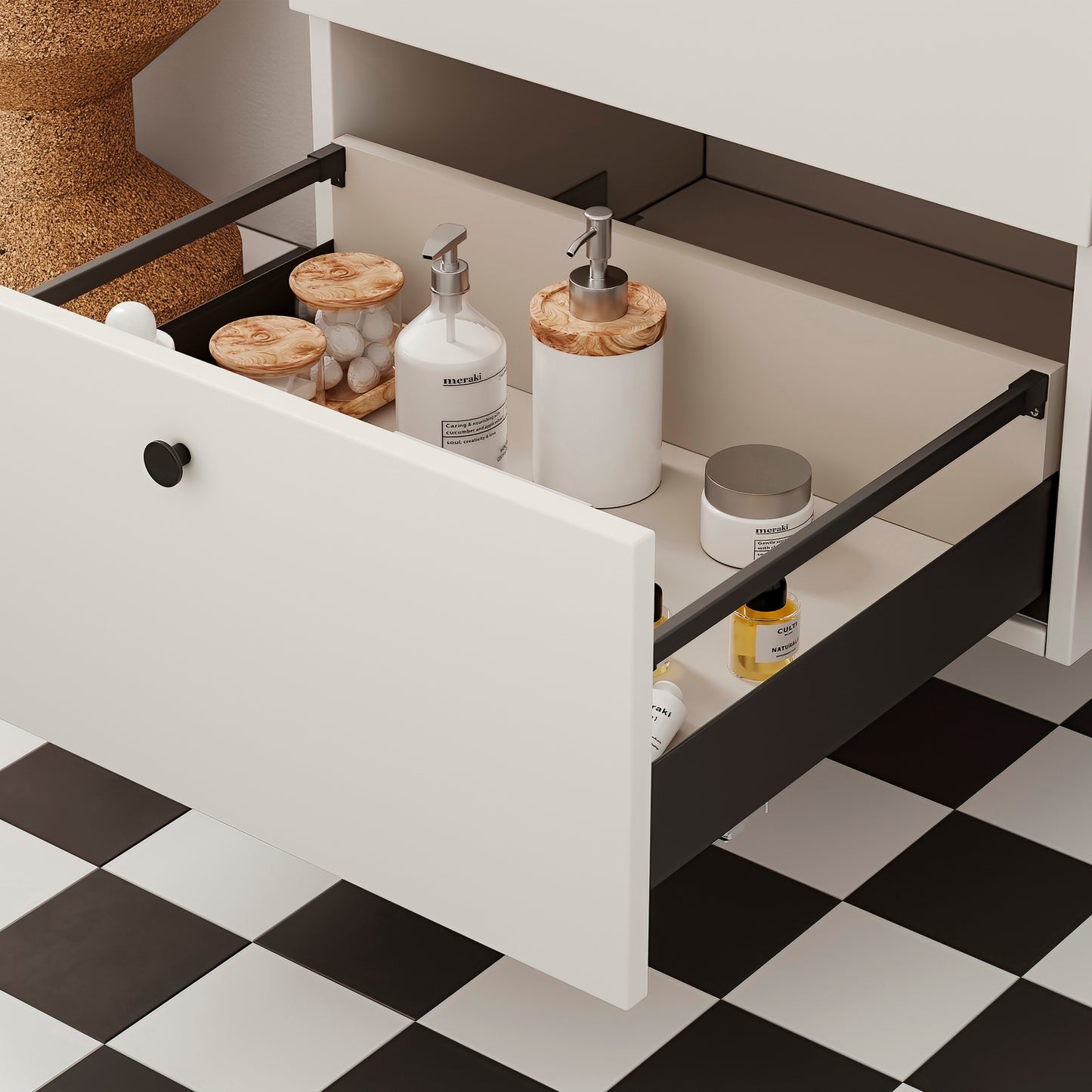 Emuca Cassetto esterno Simplex 25 kg, altezza 88 mm, profondità 440 mm, Acciaio, Grigio antracite