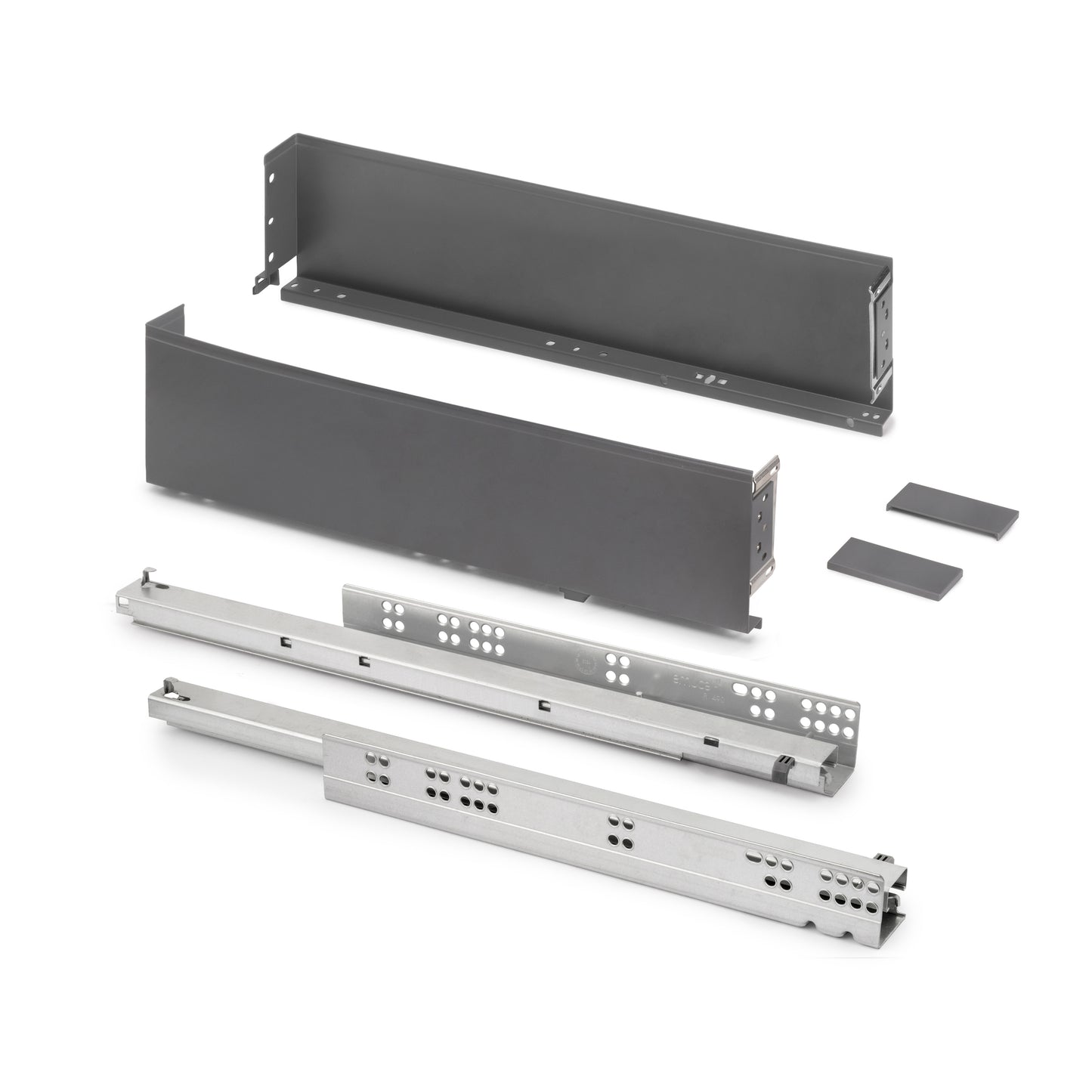 Emuca Cassetto esterno Simplex 25 kg, altezza 122 mm, profondità 490 mm, Acciaio, Grigio antracite