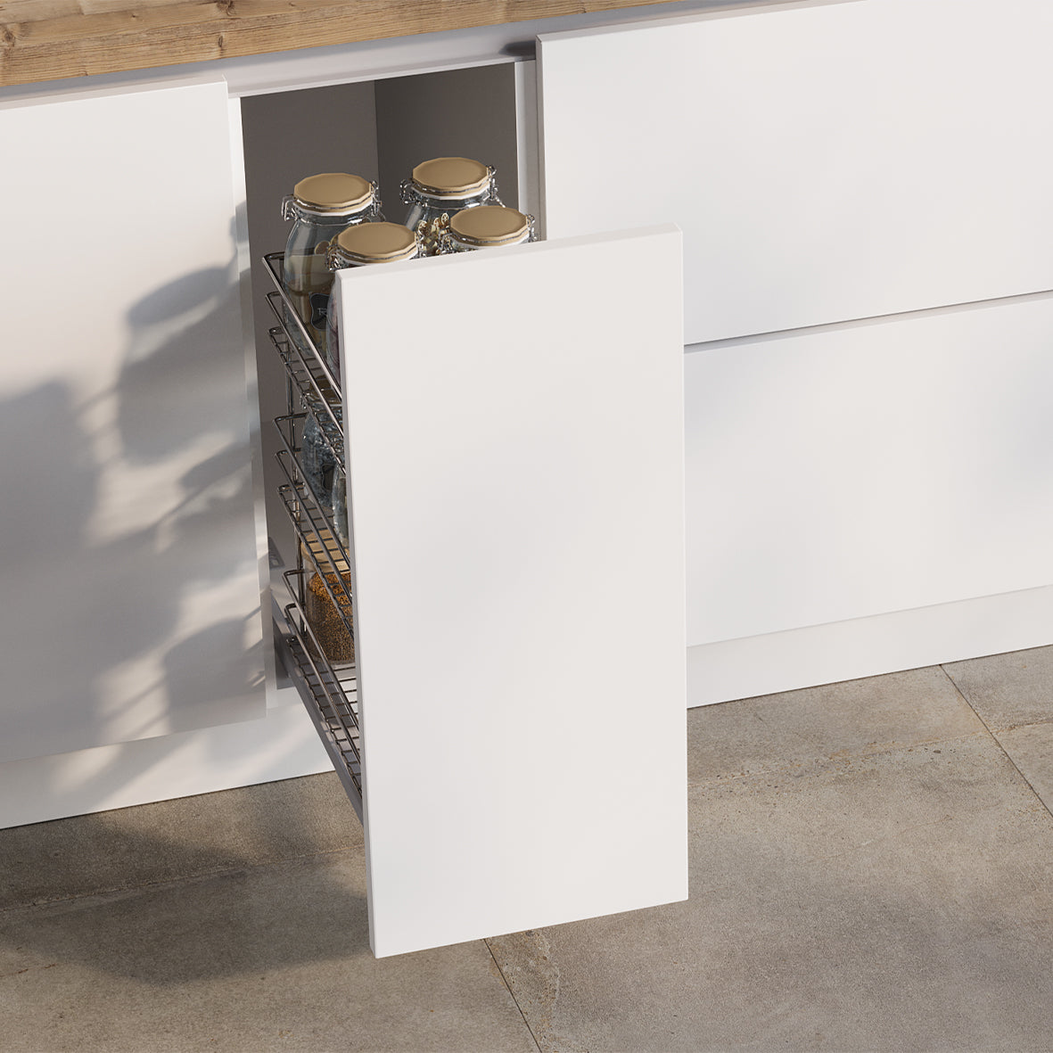 Emuca Carrello estraibile Supra con fissaggio inferiore con chiusura softt, modulo 300mm Acciaio, Cromato