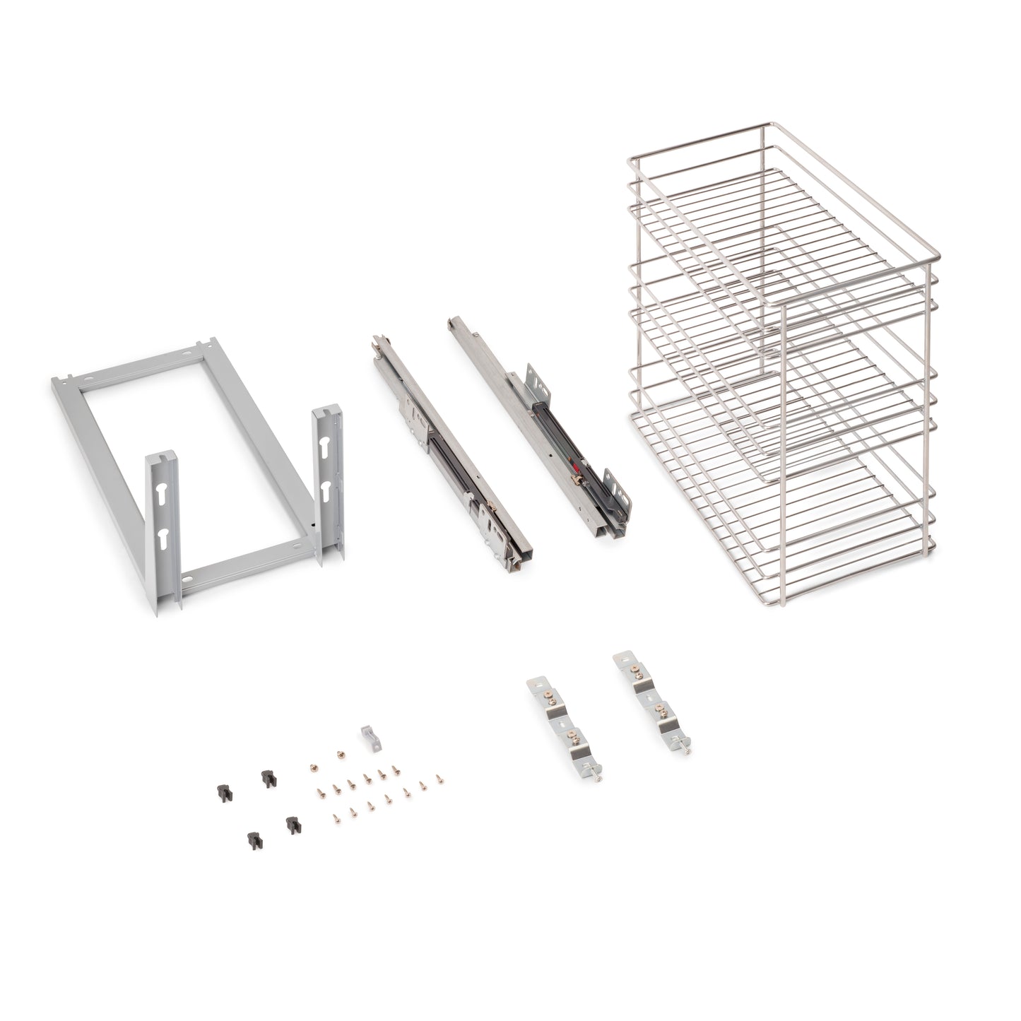 Emuca Carrello estraibile Supra con fissaggio inferiore con chiusura softt, modulo 300mm Acciaio, Cromato