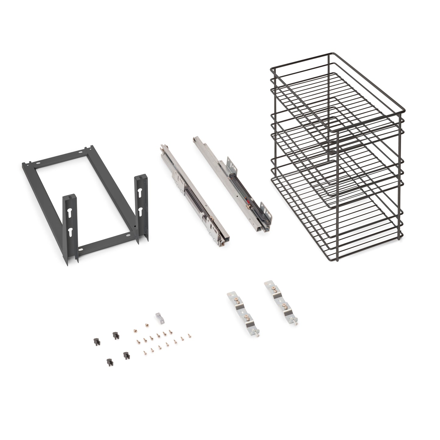 Emuca Carrello estraibile Titane con fissaggio inferiore con chiusura softt, modulo 300mm Acciaio, Grigio antracite