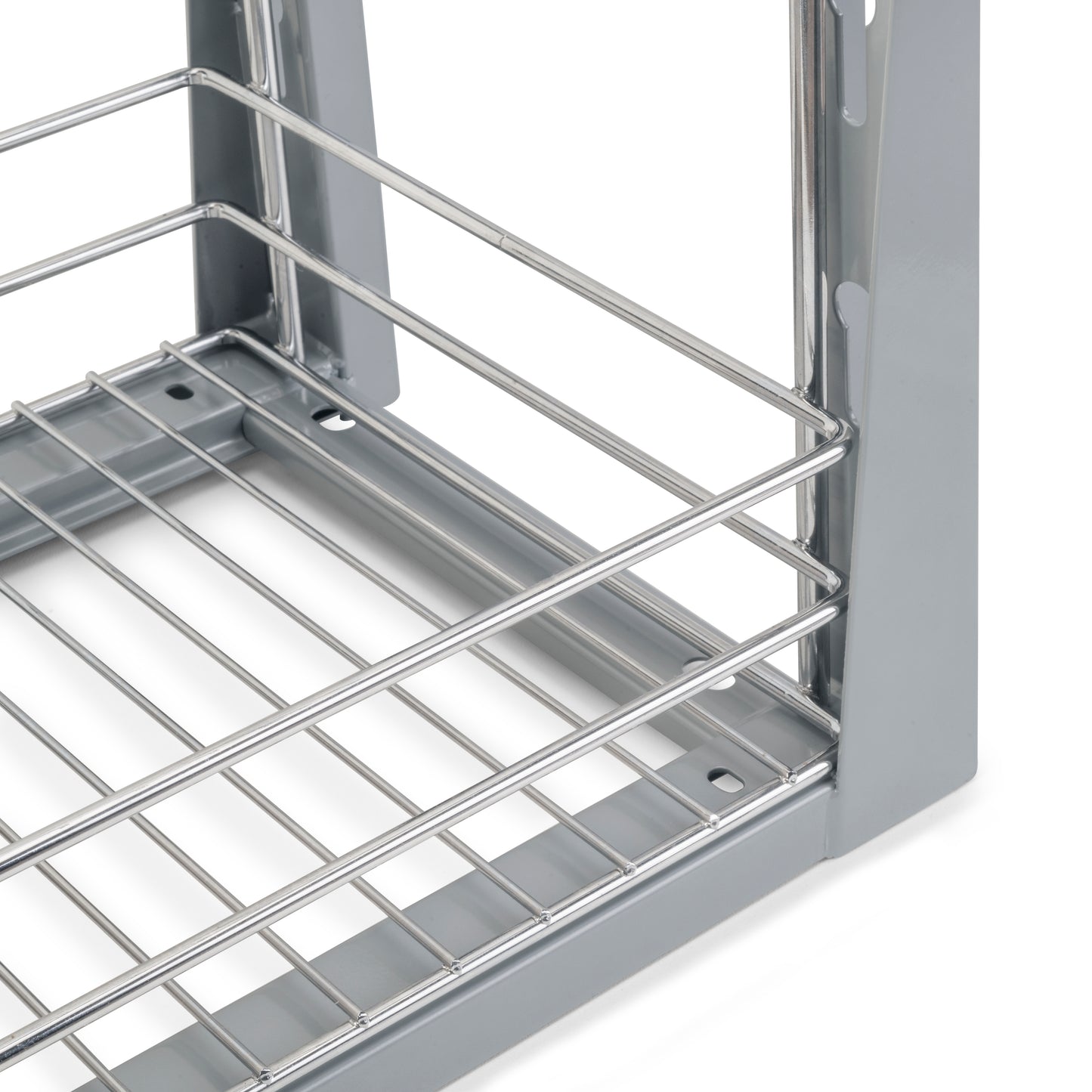 Emuca Carrello estraibile con cestelli e carrello del pane Supra con fissaggio inferiore con chiusura soft, Modulo 300, Acciaio, Cromato lucido