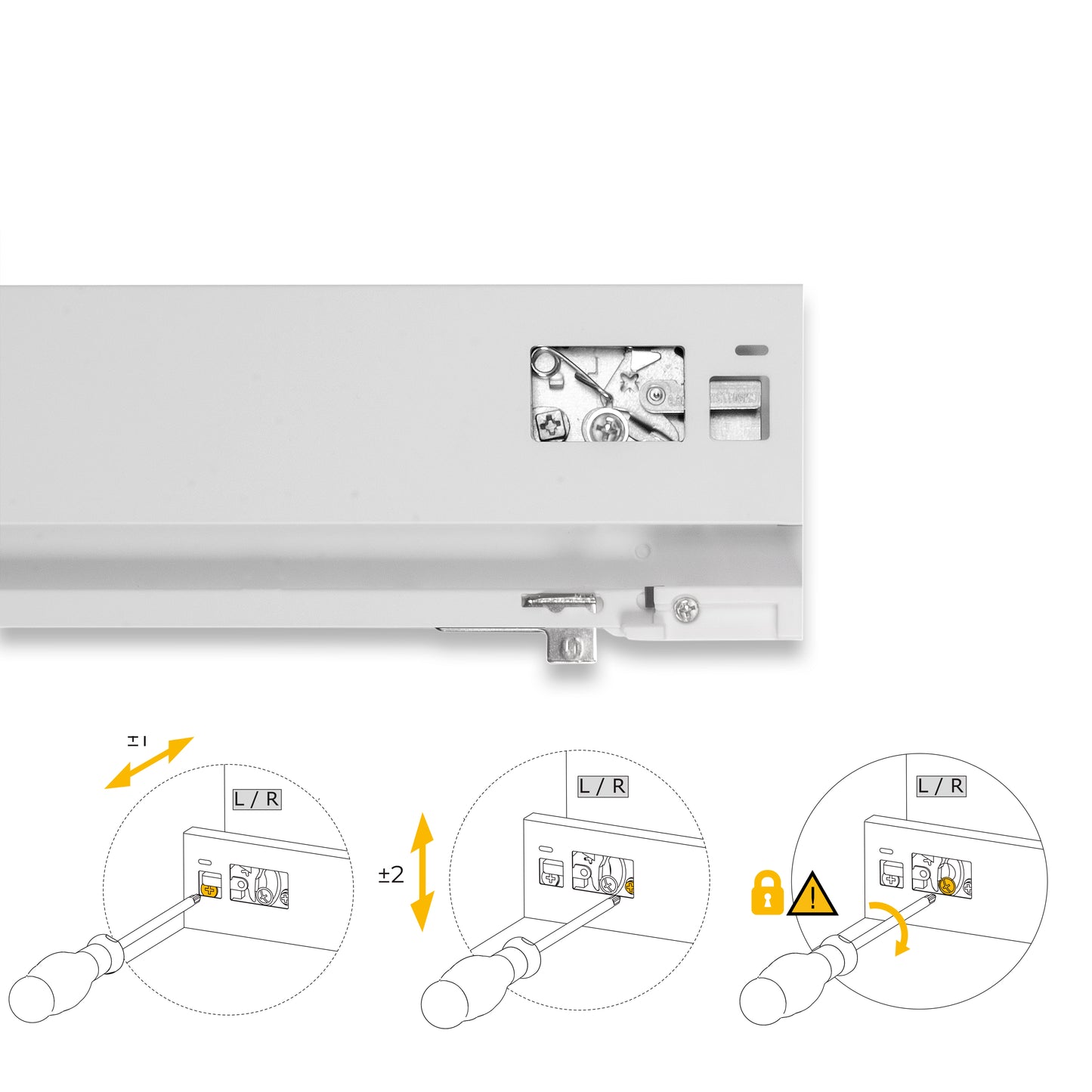 Emuca Cassetto esterno Protone 30kg, guide di estrazione totale con una chiusura soft, altezza 93mm, profondità 400mm, Acciaio, Verniciato bianco