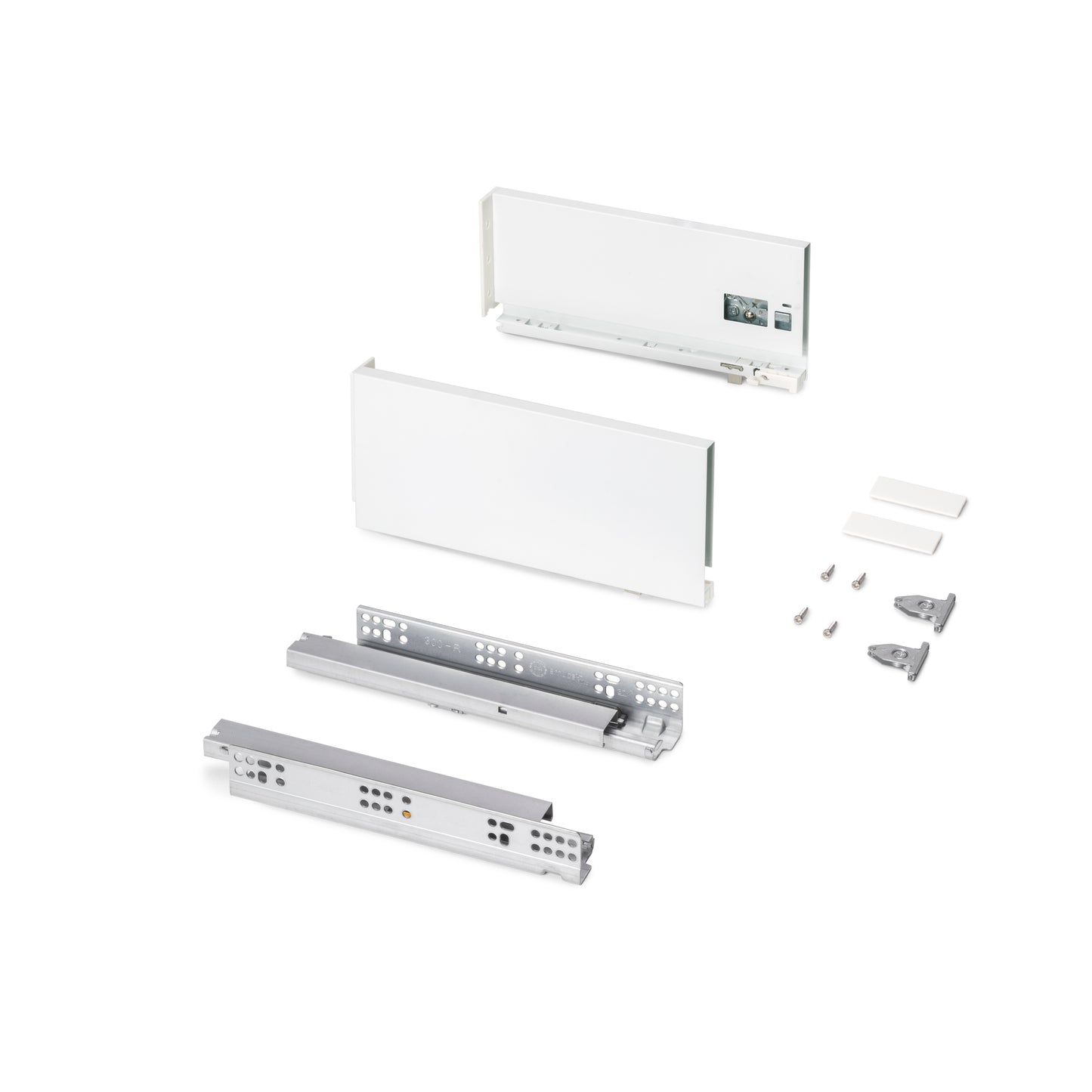 Emuca Cassetto esterno Protone 30kg, guide di estrazione totale con una chiusura soft, altezza 131mm, profondità 300mm, Acciaio, Verniciato bianco