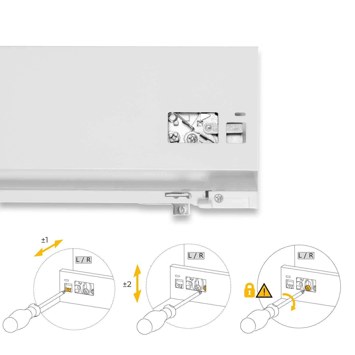 Emuca Cassetto esterno Protone 30kg, guide di estrazione totale con una chiusura soft, altezza 131mm, profondità 450mm, Acciaio, Verniciato bianco