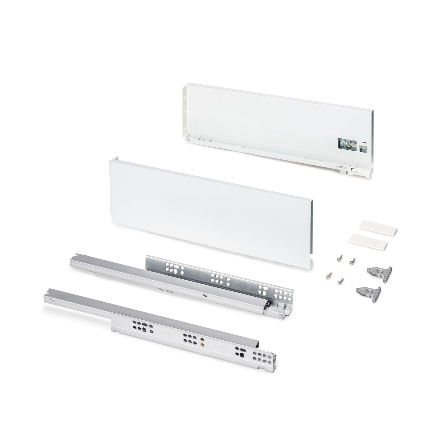 Emuca Cassetto esterno Protone 30kg, guide di estrazione totale con una chiusura soft, altezza 131mm, profondità 450mm, Acciaio, Verniciato bianco