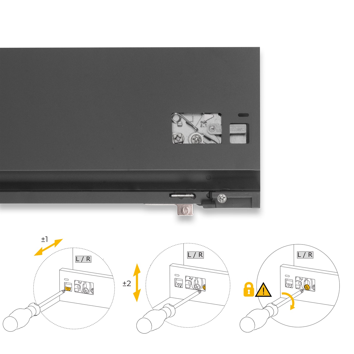 Emuca Cassetto esterno Protone 30kg, guide di estrazione totale con una chiusura soft, altezza 131mm, profondità 450mm, Acciaio, Grigio antracite