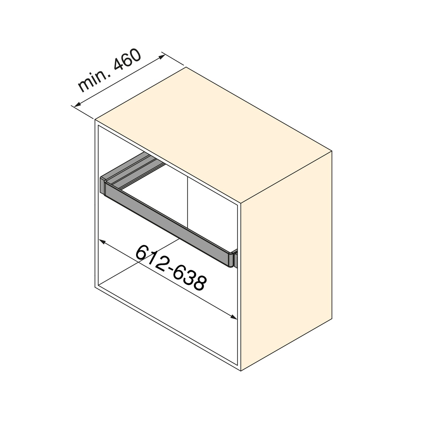 Emuca Telaio con guide a estrazione totale e chiusura morbida per accessori per armadi Quartz, 612-638mm, Alluminio e plastica, Titanio