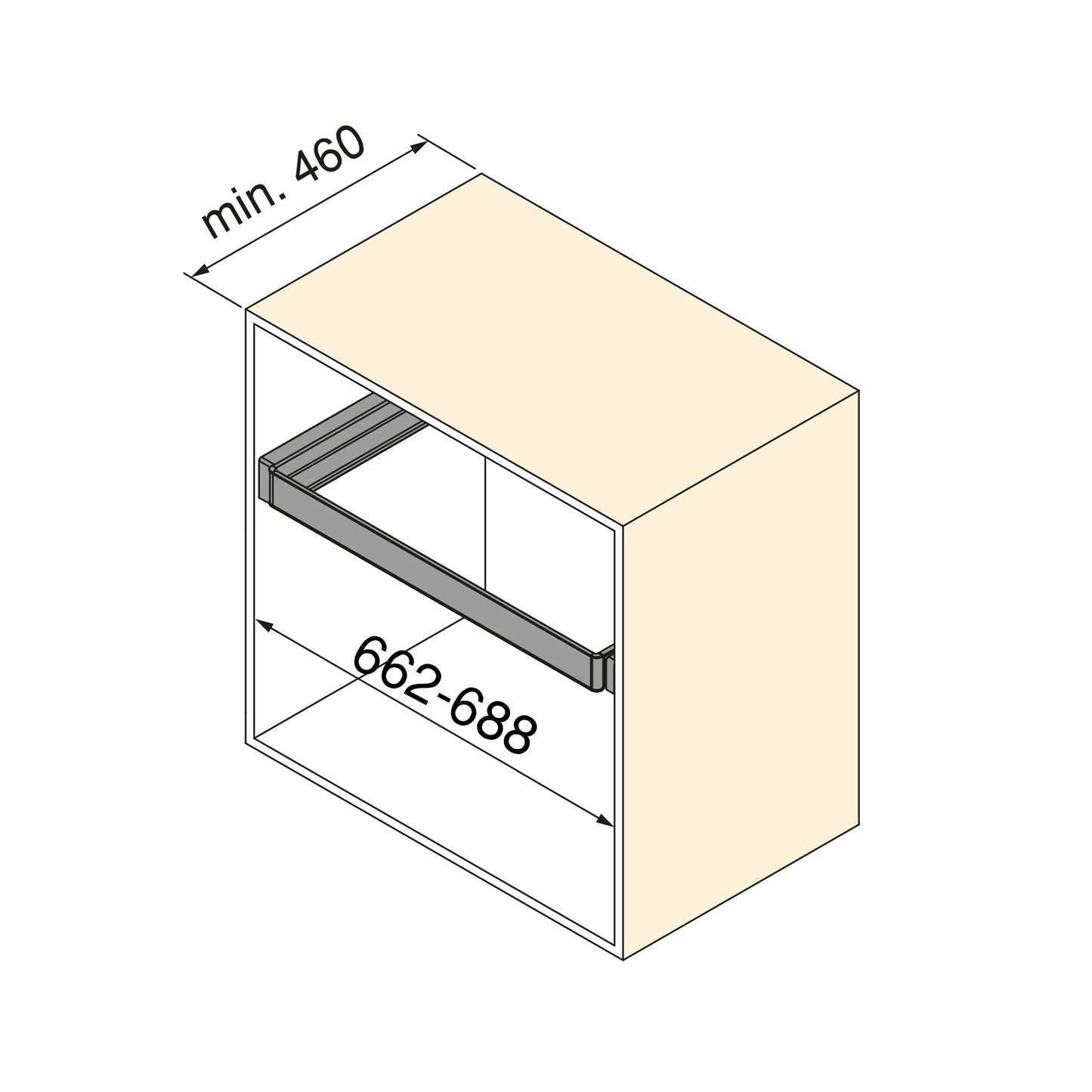Emuca Telaio con guide a estrazione totale e chiusura morbida per accessori per armadi Quartz, 662-688mm, Alluminio e plastica, Titanio