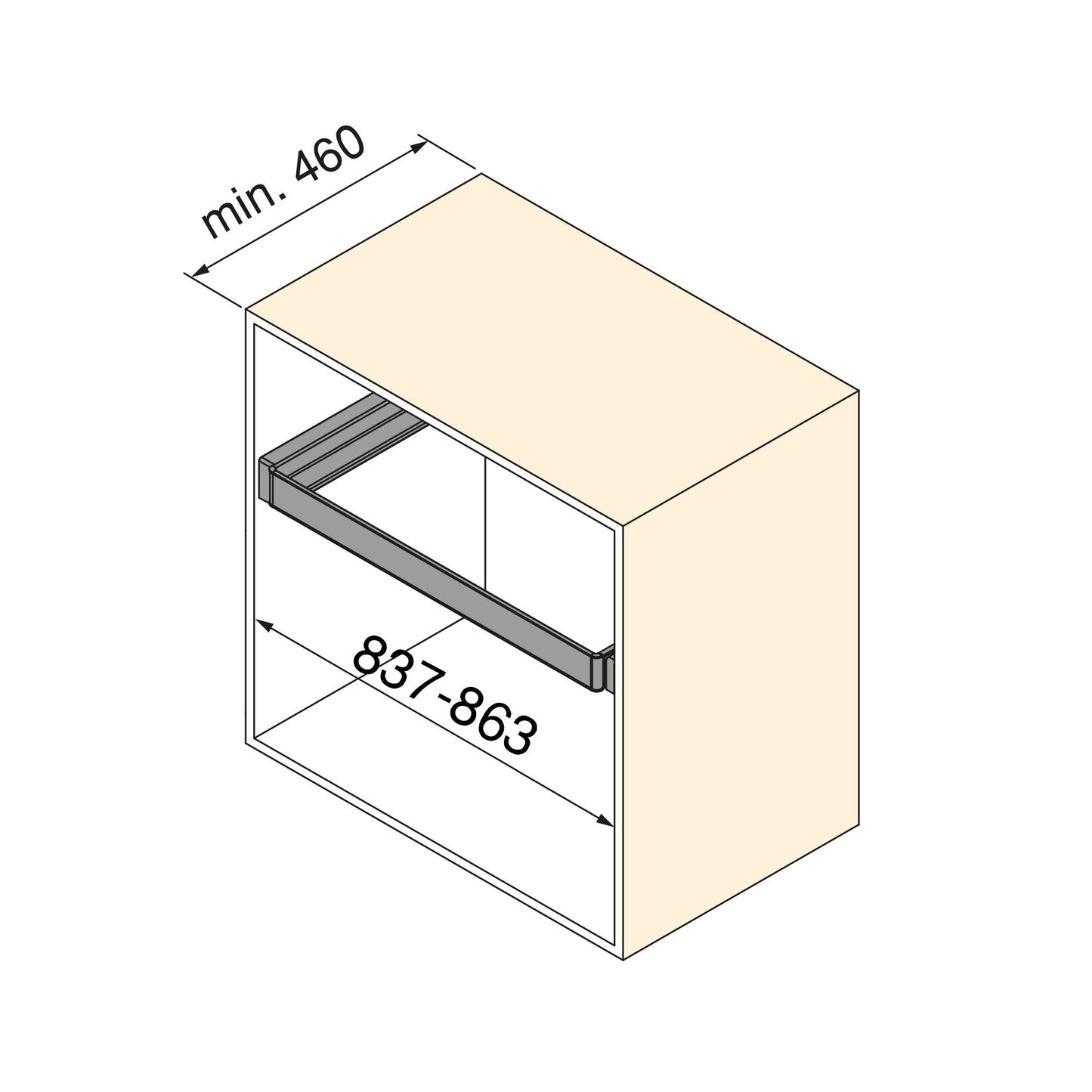 Emuca Telaio con guide a estrazione totale e chiusura morbida per accessori per armadi Quartz, 837-863mm, Alluminio e plastica, Titanio