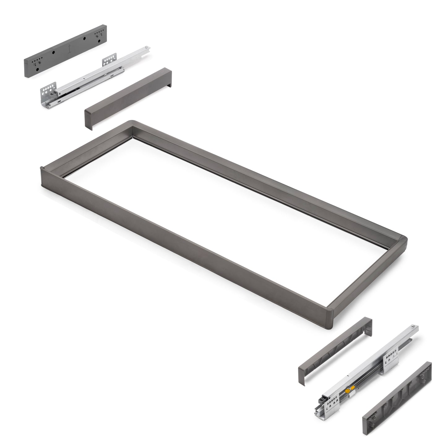 Emuca Telaio con guide a estrazione totale e chiusura morbida per accessori per armadi Quartz, 937-963mm, Alluminio e plastica, Titanio