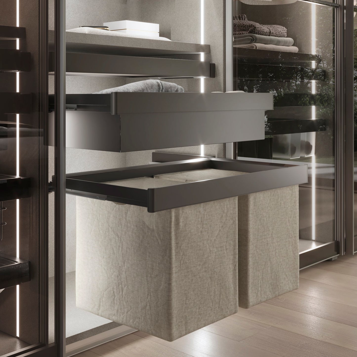 Emuca Cassetto metallico per armadi e cabine armadio Quartz, 640 (M80), Acciaio, Titanio