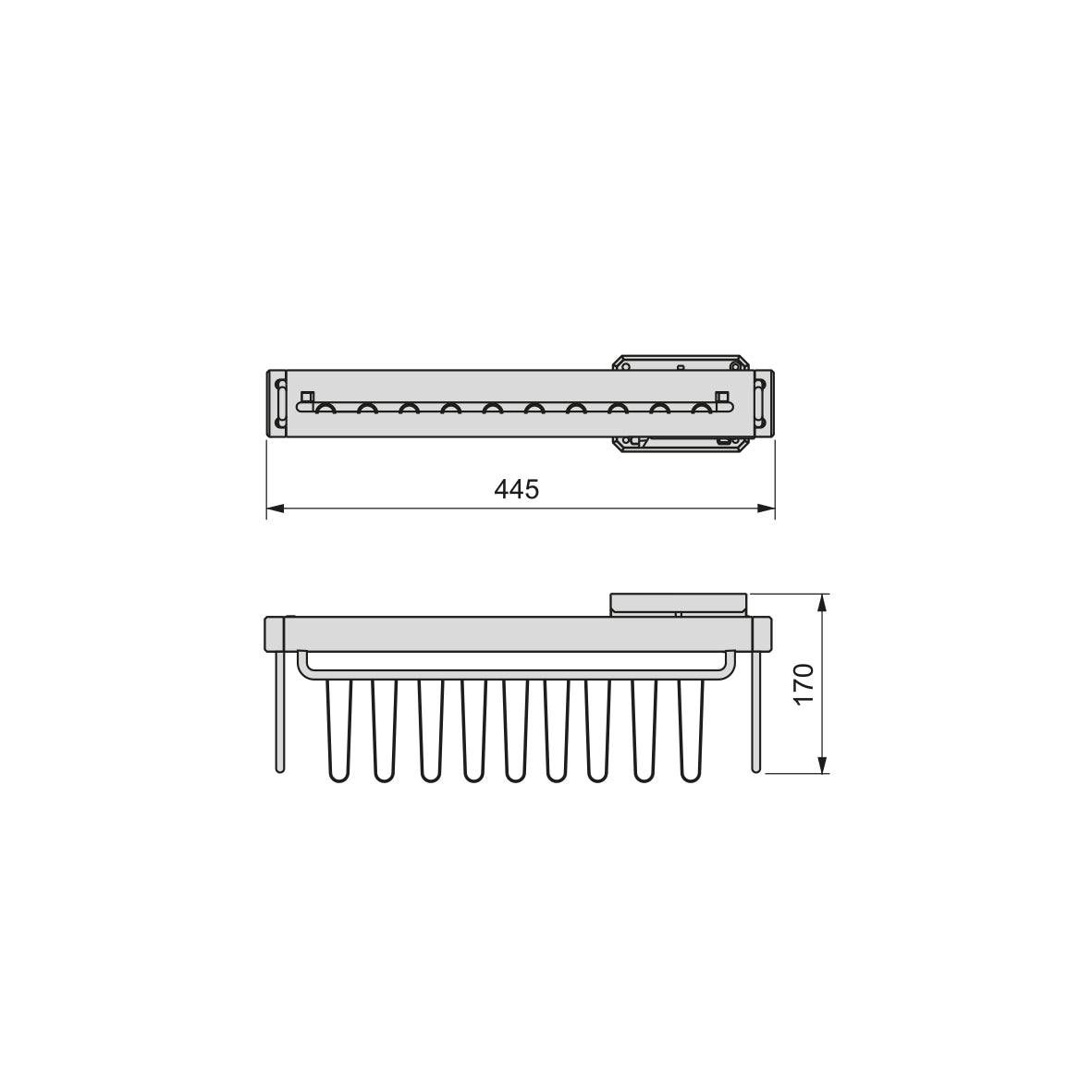 Emuca Porta-cravatte laterale estraibile Quartz, Tecnoplastica e Alluminio, Titanio