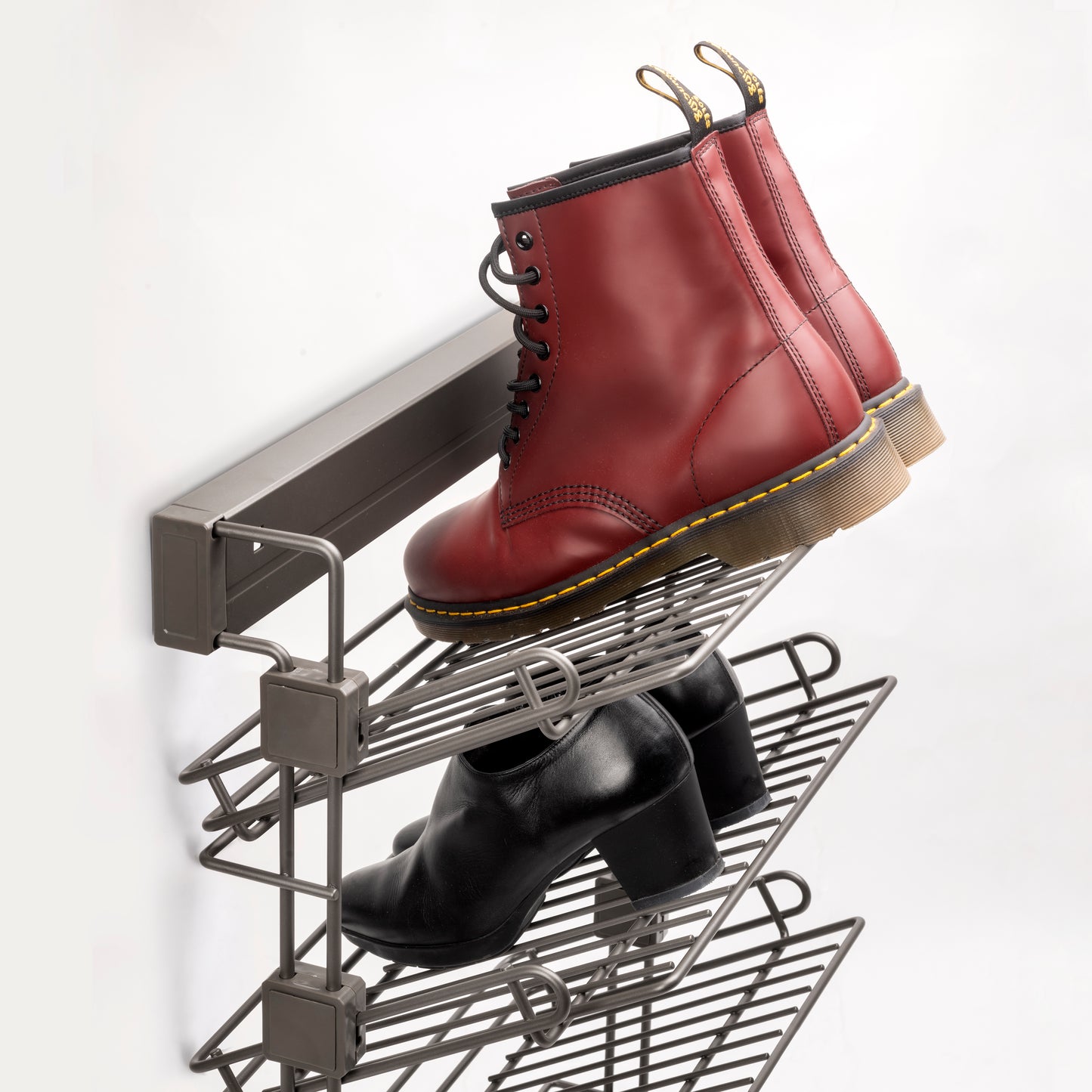 Emuca Porta scarpe estraibile laterale per armadi e cabine armadio Quartz, Sinistro, Acciaio, Titanio