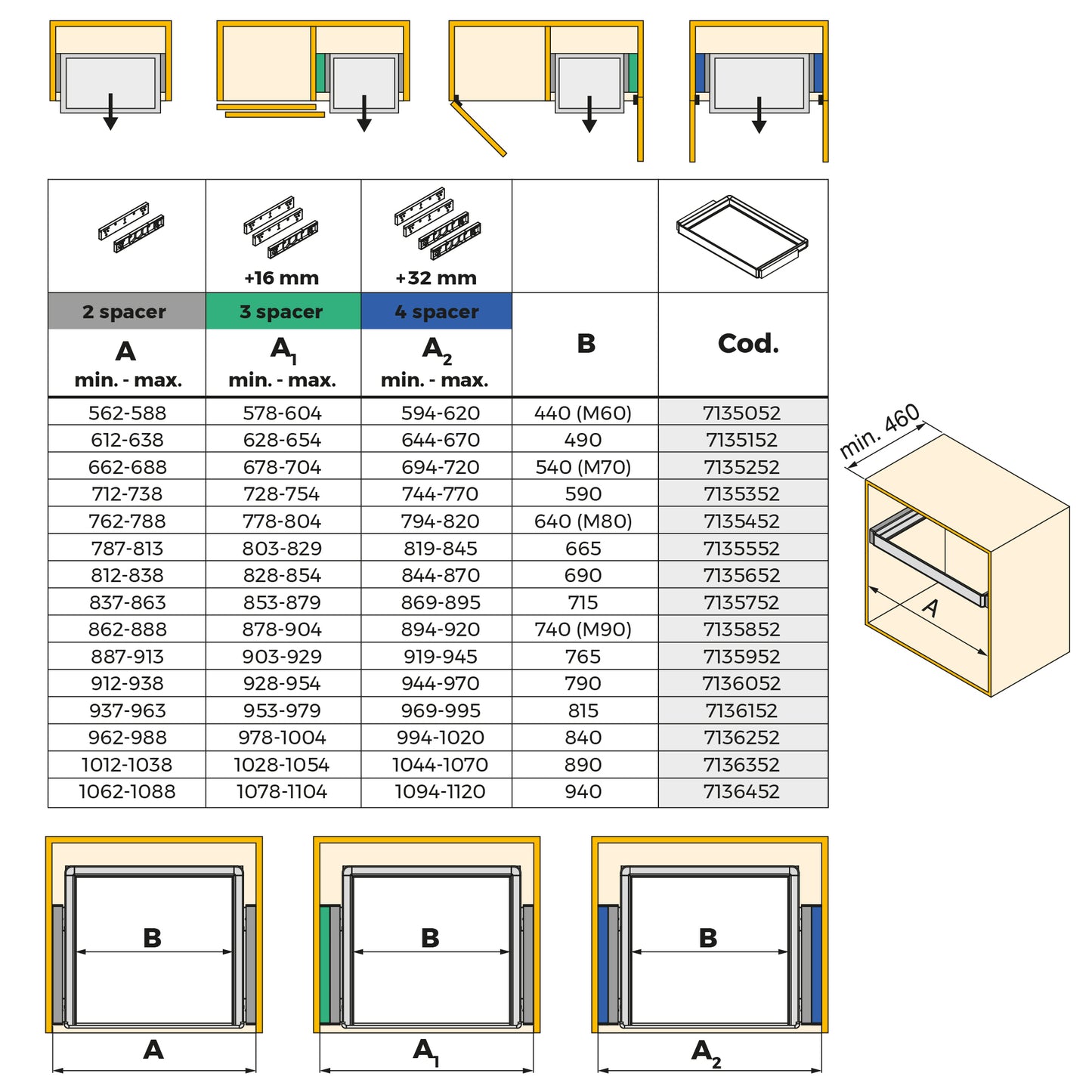 Emuca Kit di cassetto porta-scarpe estraibile per armadi Quartz, regolabile, modulo 600mm, Acciaio, alluminio e plastica, Titanio