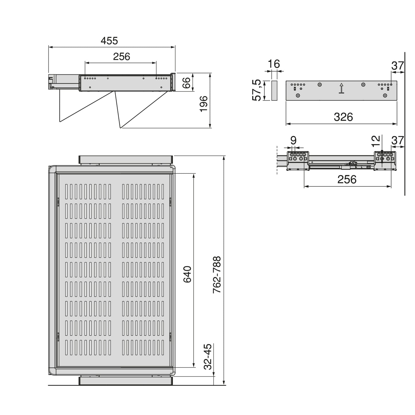 Emuca Kit di cassetto porta-scarpe estraibile per armadi Quartz, regolabile, modulo 800mm, Acciaio, alluminio e plastica, Titanio