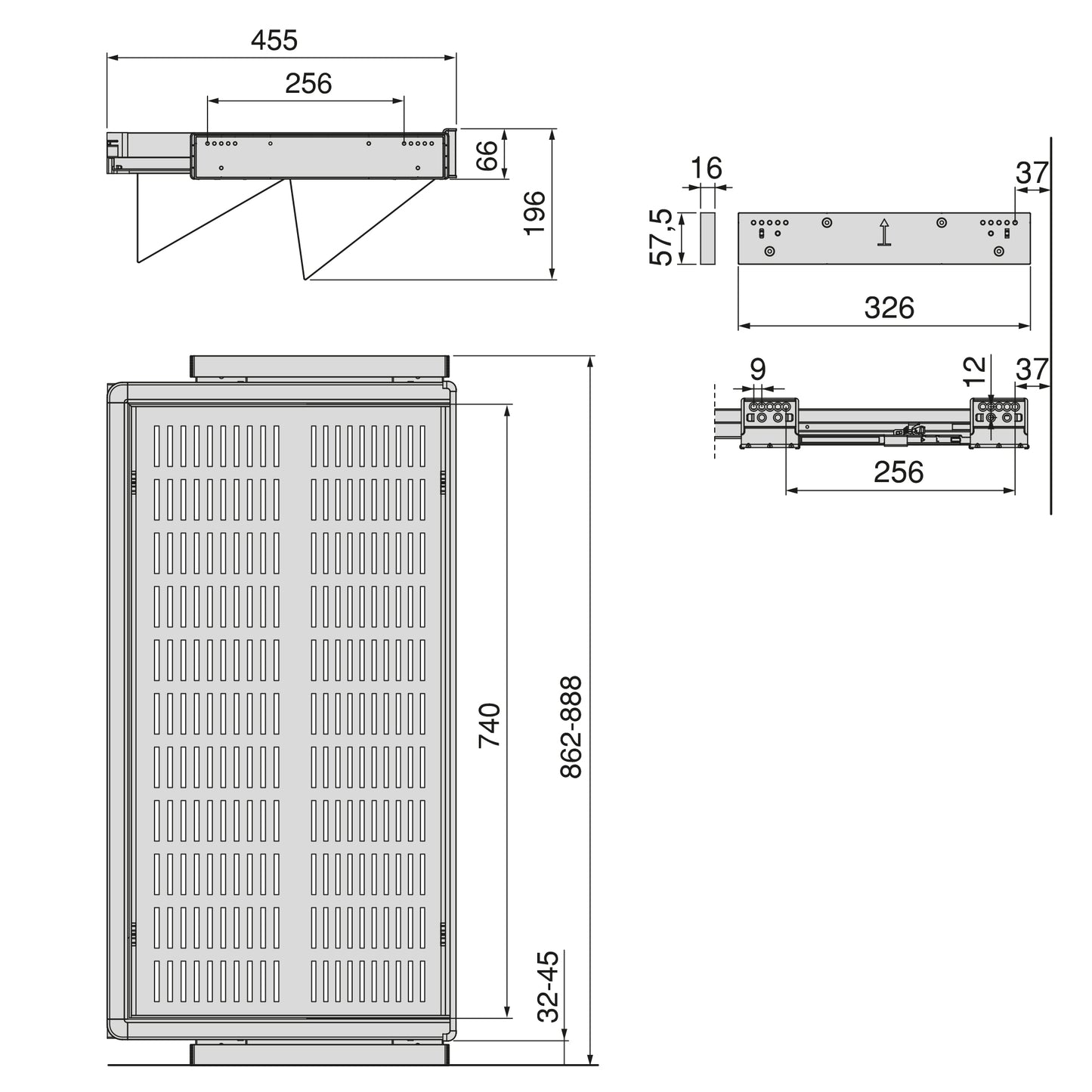 Emuca Kit di cassetto porta-scarpe estraibile per armadi Quartz, regolabile, modulo 900mm, Acciaio, alluminio e plastica, Titanio