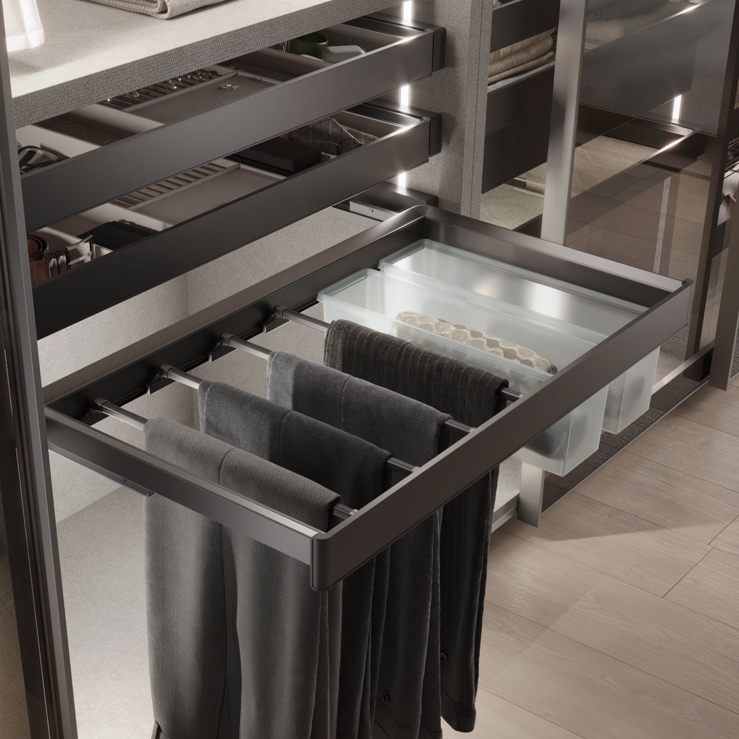 Emuca Vassoio ausiliario per armadi e cabine armadio Quartz, Tecnoplastica