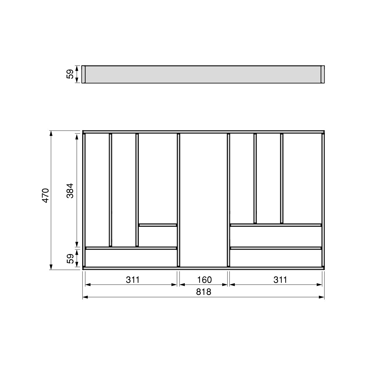 Emuca Organizzatore per cassetti Alumount 900x500, Alluminio, Grigio antracite