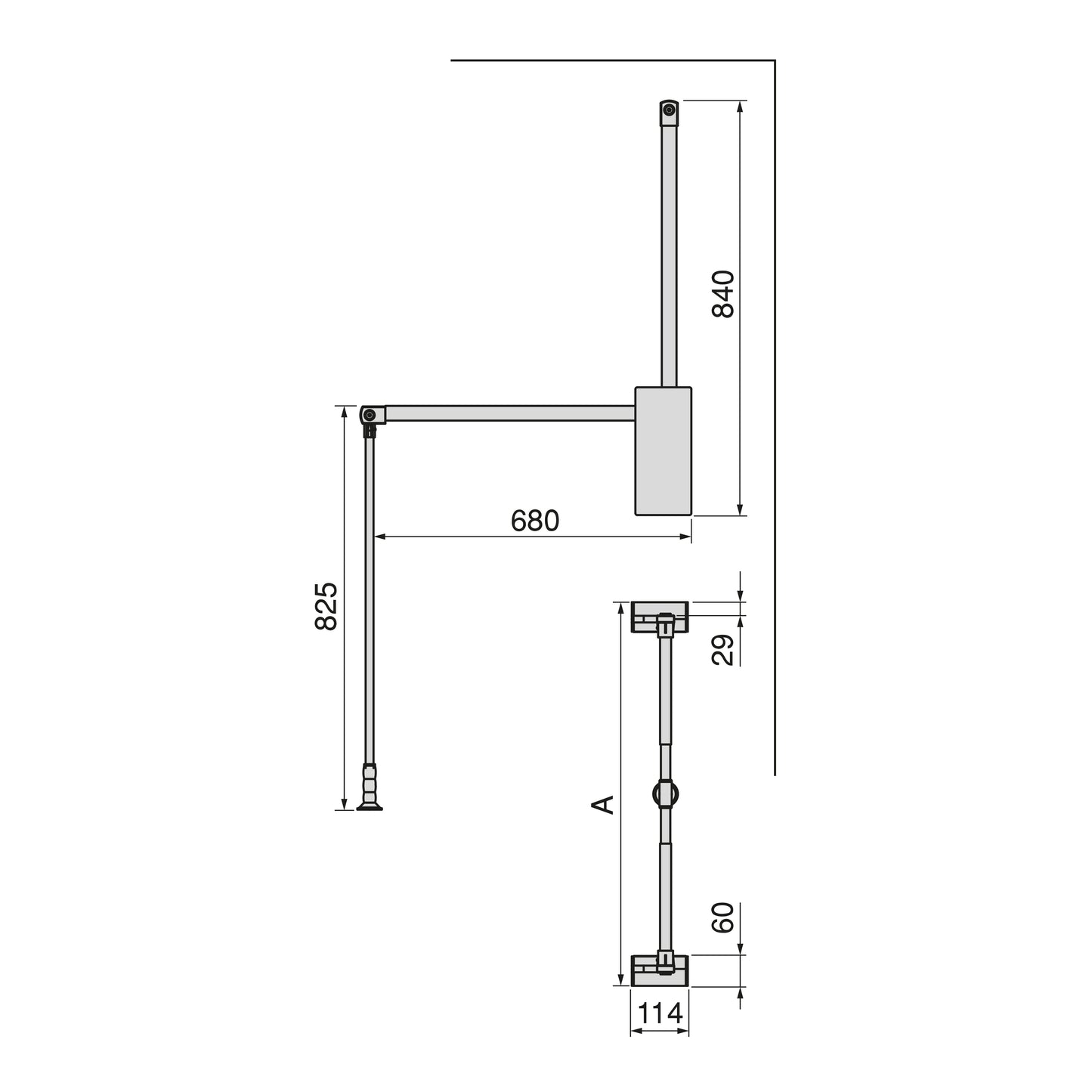 Emuca Appendiabiti per armadio Sway, larghezza regolabile 830 - 1150mm, Acciaio, Alluminio e Tecnoplastica, Verniciato titanio