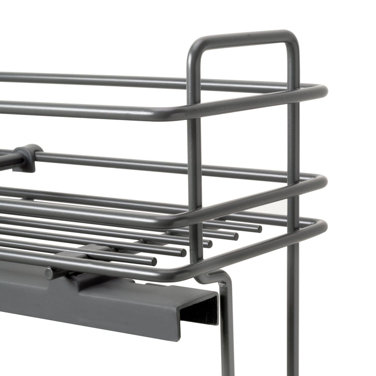 Emuca Portabottiglie estraibile TitaneMax con chiusura soft, lato sinistro, 3 vassoi, unità 200mm, Acciaio, Grigio Antracite