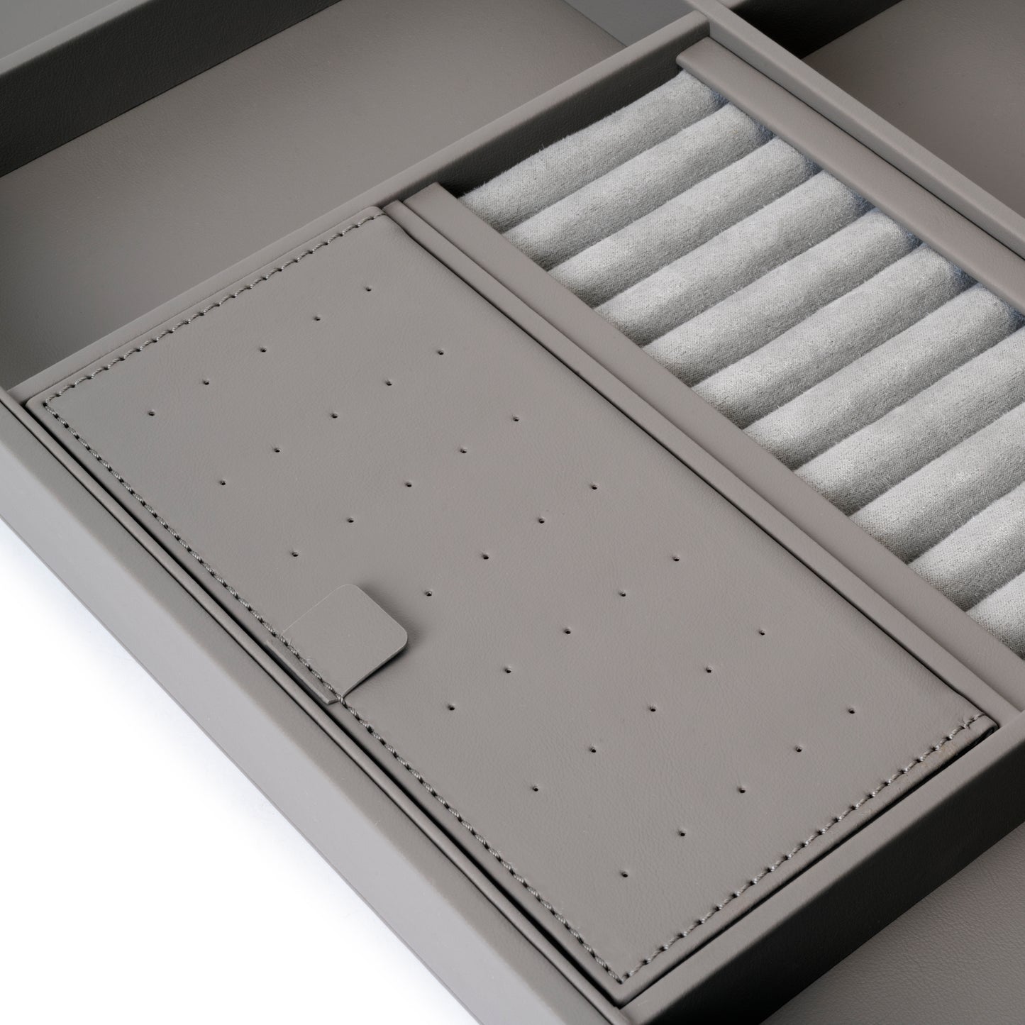 Emuca Cassetto organizzatore per armadi e cabine armadio Quartz, 740 (M90), Eco-pelle e legno, Titanio