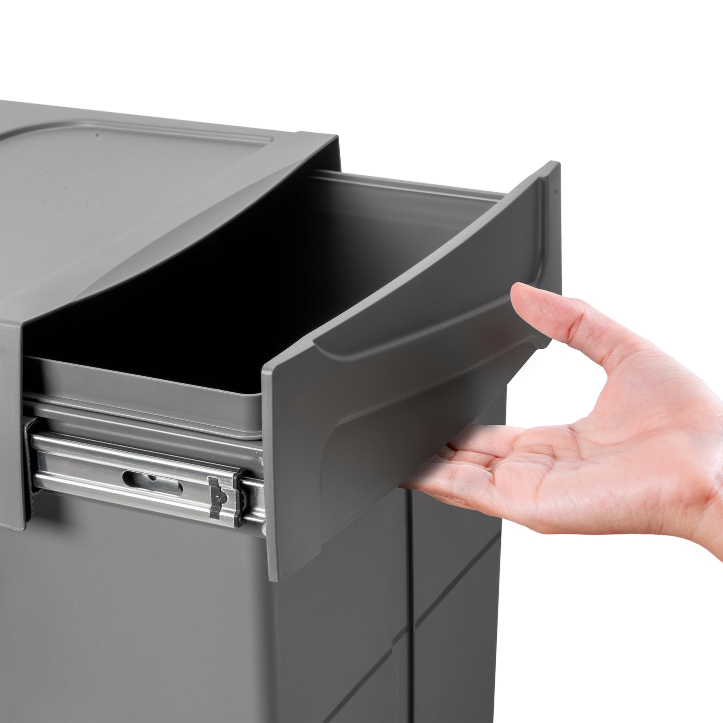 Emuca Contenitore per la raccolta differenziata Recycle da montare sul fondo e da estrarre manualmente in cucina Recycle 2x25lt, Grigio antracite, Tecnoplastica