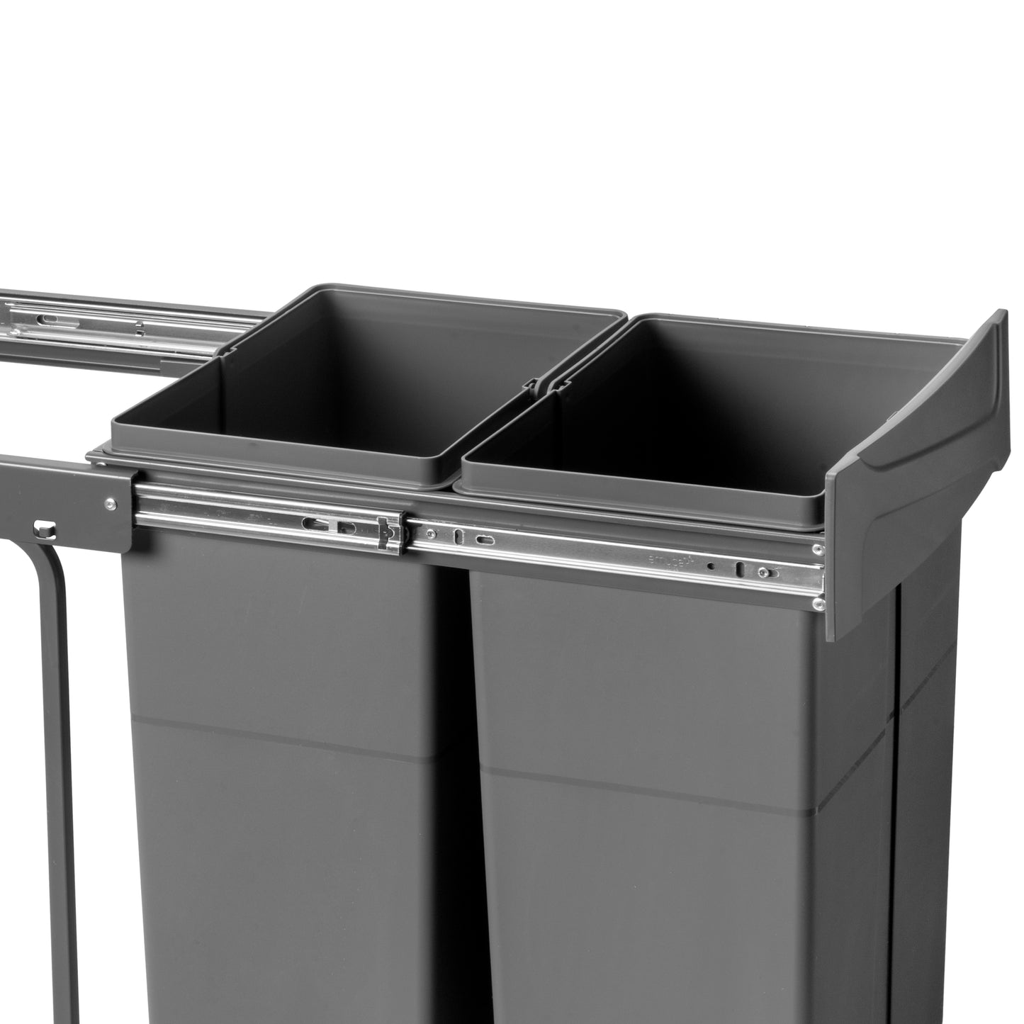 Emuca Contenitore per la raccolta differenziata Recycle da montare sul fondo e da estrarre manualmente in cucina Recycle 2x25lt, Grigio antracite, Tecnoplastica