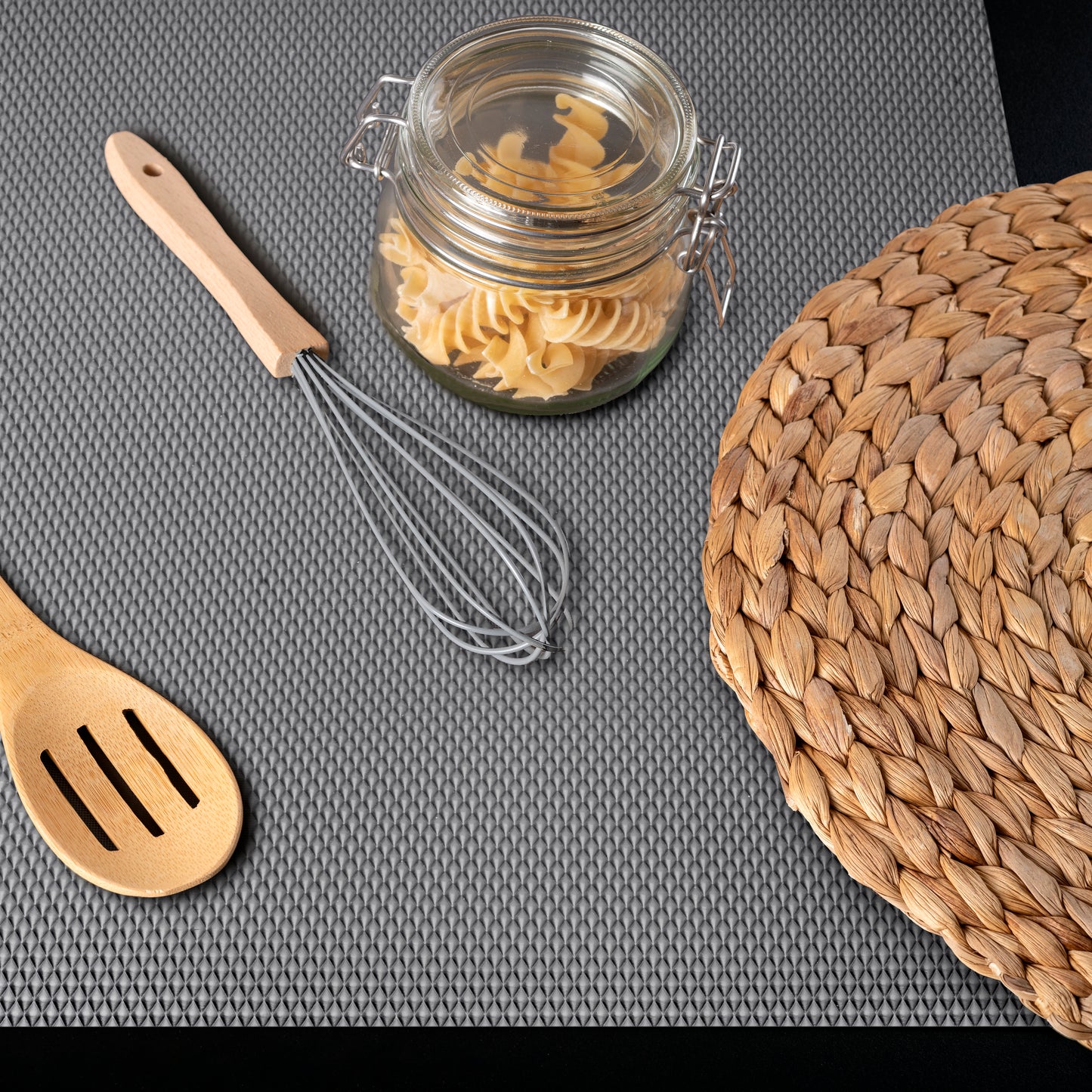 Emuca Tappeto antiscivolo per cassetti, Minirhomb, lunghezza 20m x 480mm, Tecnoplastica, Grigio antracite