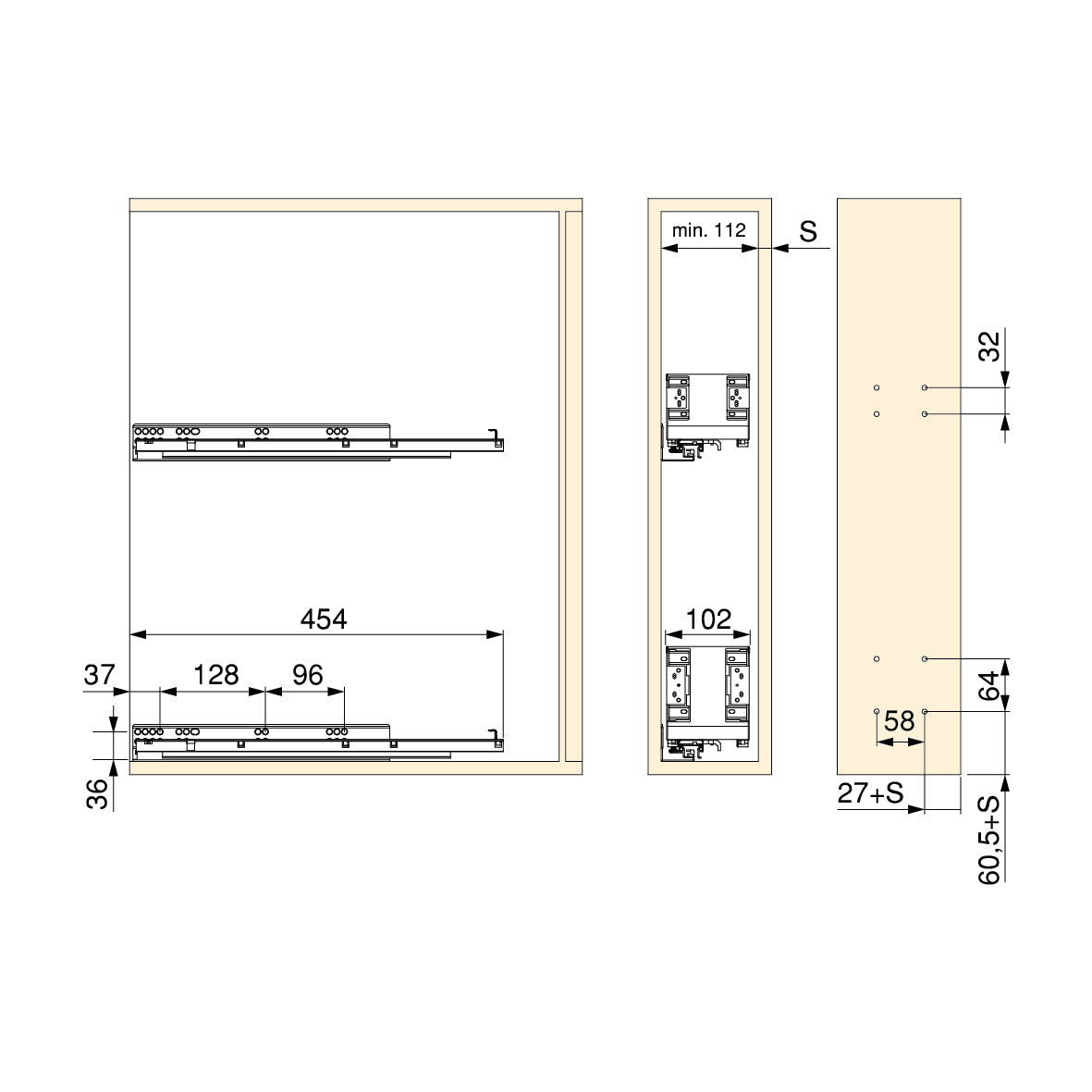 Emuca Portabottiglie laterale estraibile Titane Simplex con chiusura soft, modulo 150 mm, Grigio antracite